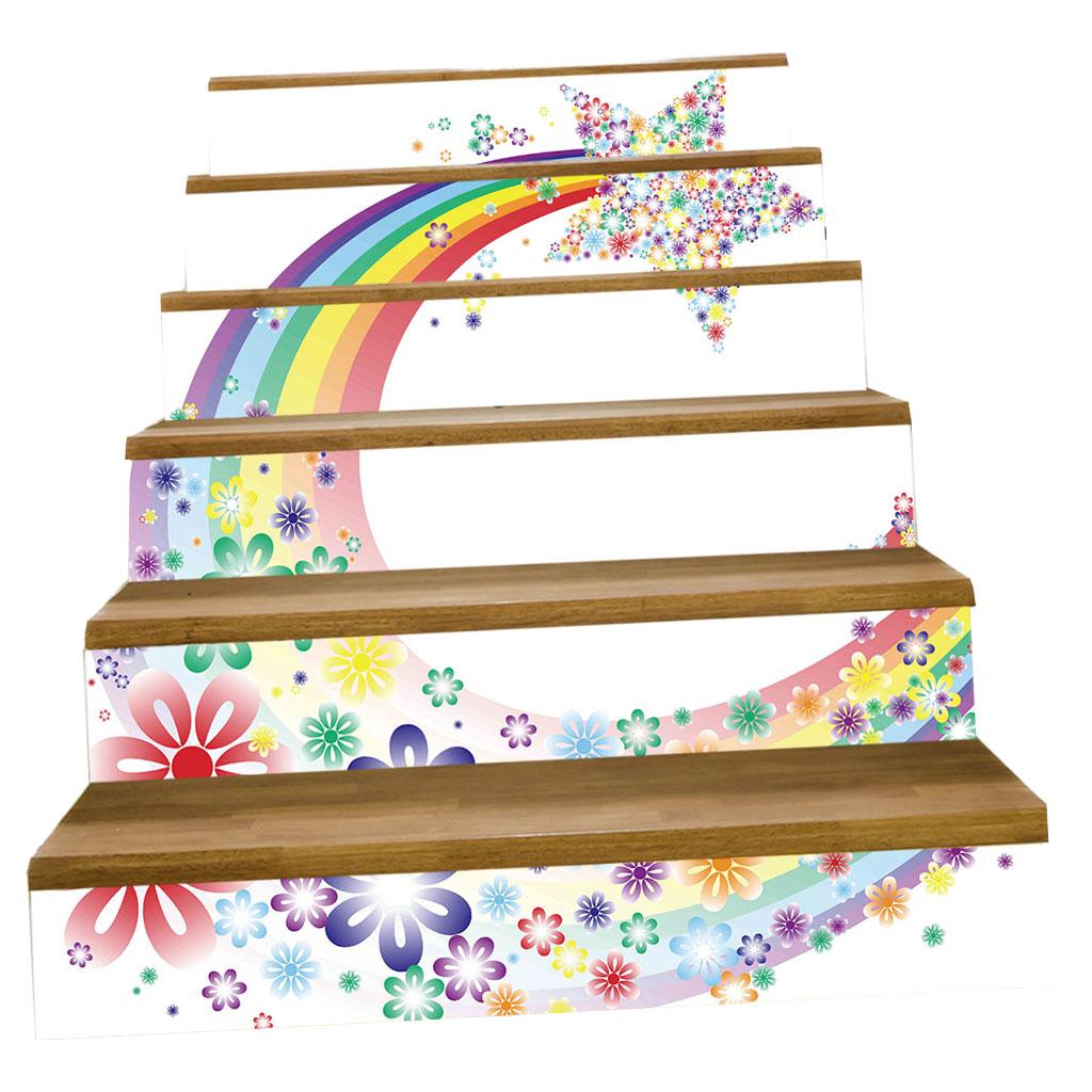 6pcs/set 3D Stair Decals Stickers Stair Risers Decals Staircase Stickers F