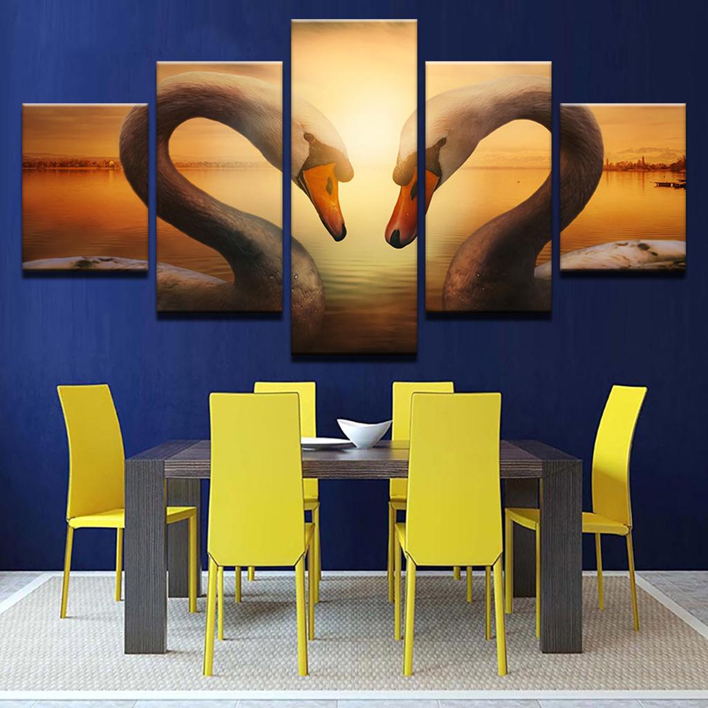 5Pcs Wall Painting Modern Decoration Living Room Canvas Prints Swan