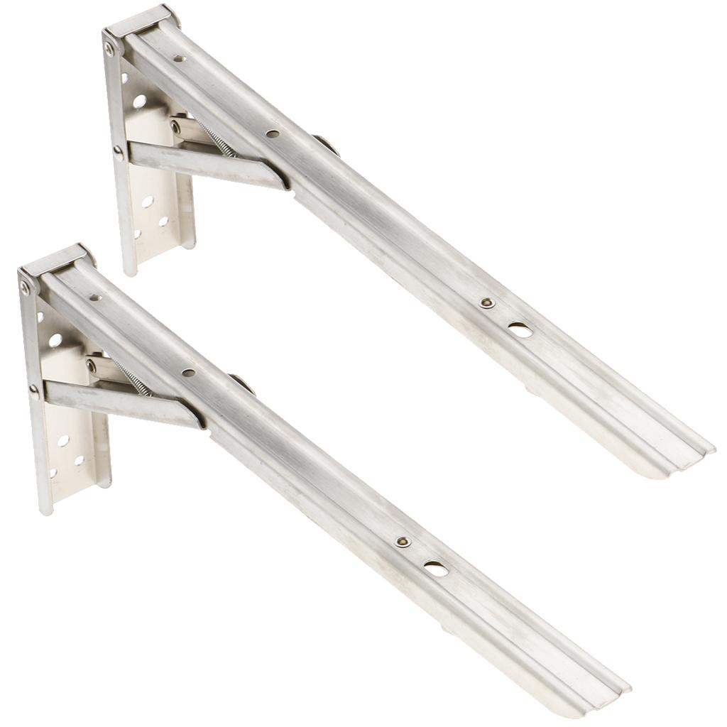 Pack of 2 Stainless Steel Folding Brackets Heavy Duty Shelf Triangle Bracket eBay