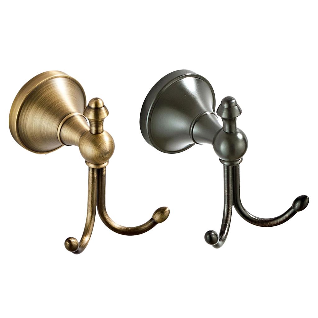 Brass Bathroom Hareware Robe Hooks Brass Hanging  Double Hook Bronze