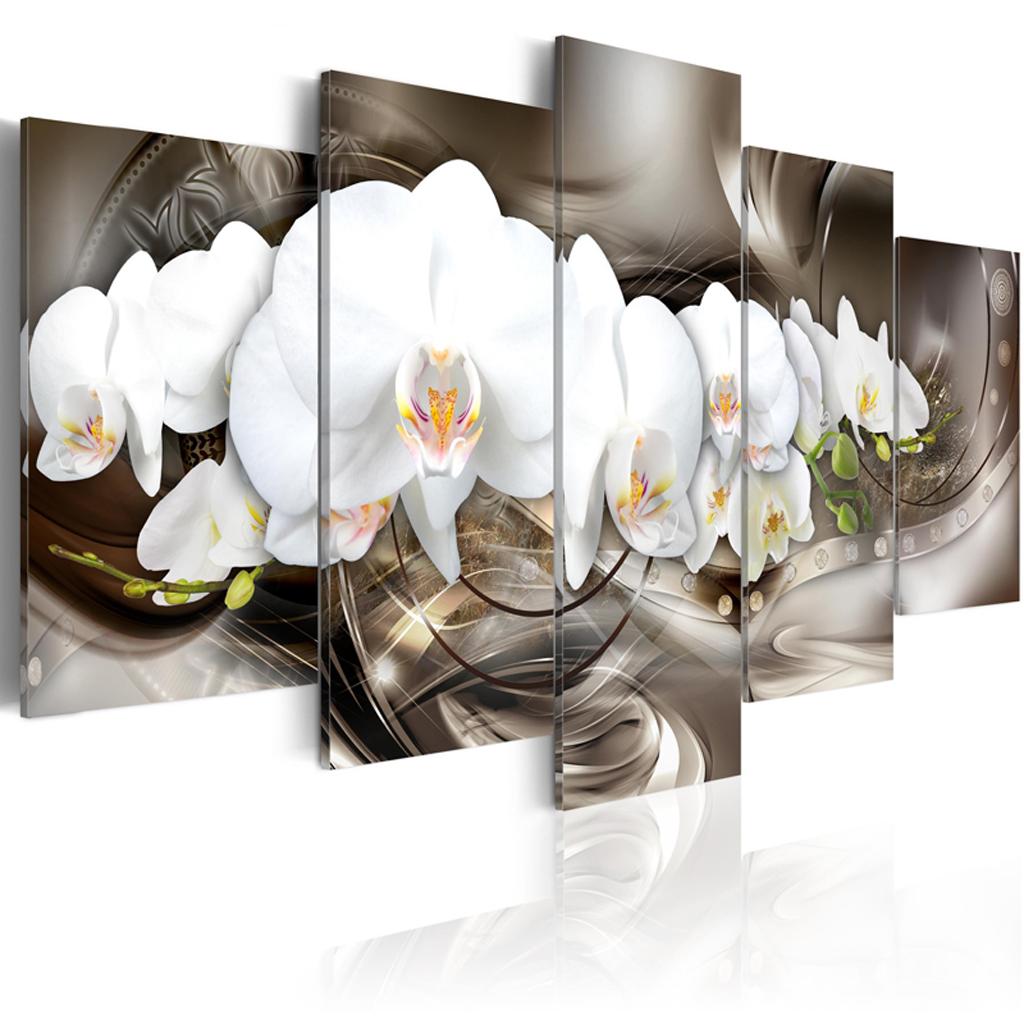 5 Panels HD Modern Abstract Paintings Home Decor White Flower