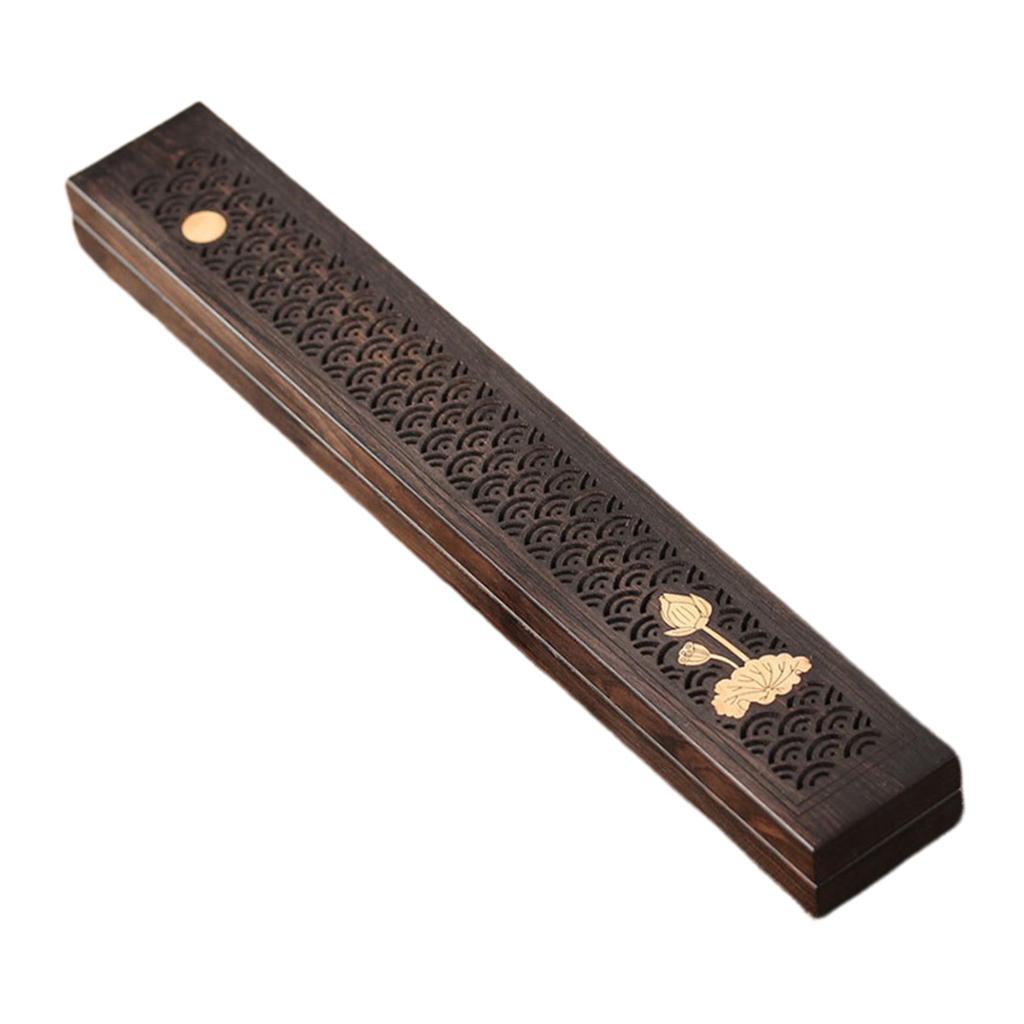 Traditional Wooden Incense Holder Burning Joss Insence Box Full Moon