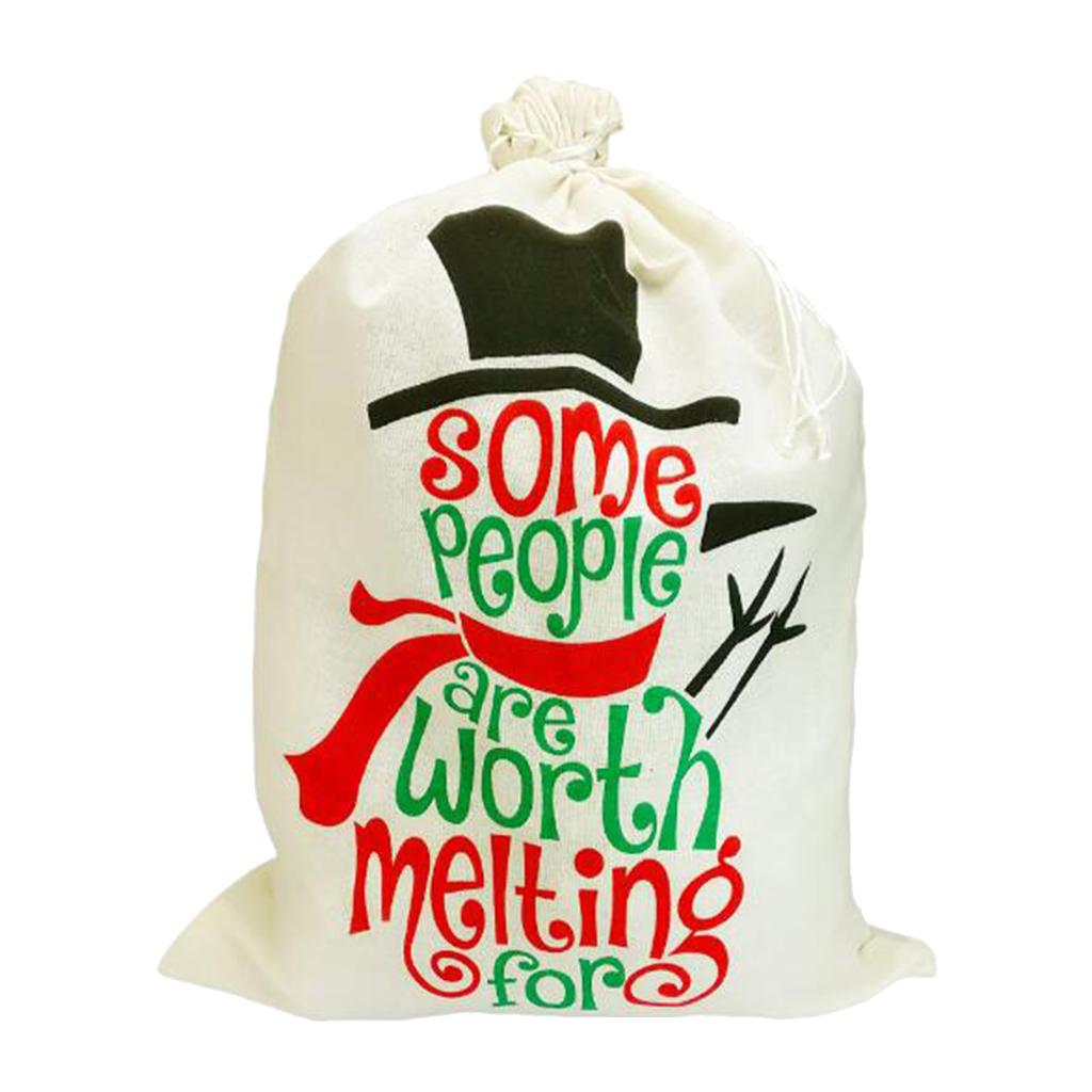 Christmas Theme Cloth Drawstring Gift Bags Pouches 50x70cm Letters Snowman