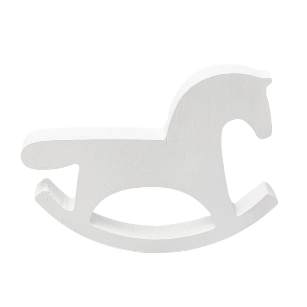 Handmade Unfinished Wooden Rocking Horse Kids Toy for Home Table Decor White