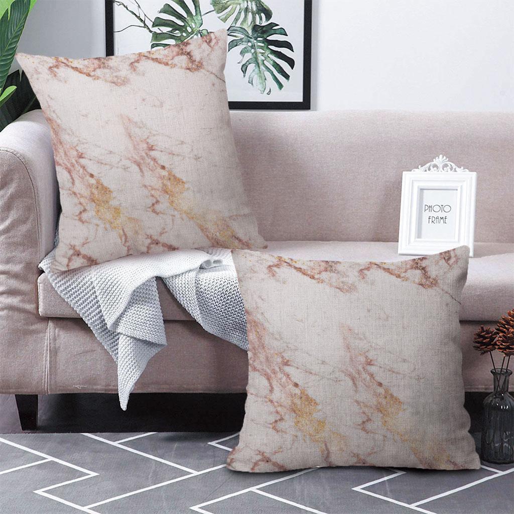 45x45cm Square Short Plush Velvet Throw Cushion Cover For Sofa Brown Marble