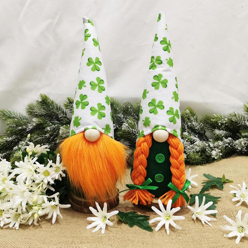 Patrick's Day Ornaments Plush Faceless Beard Braid Gnome Doll Decor Men
