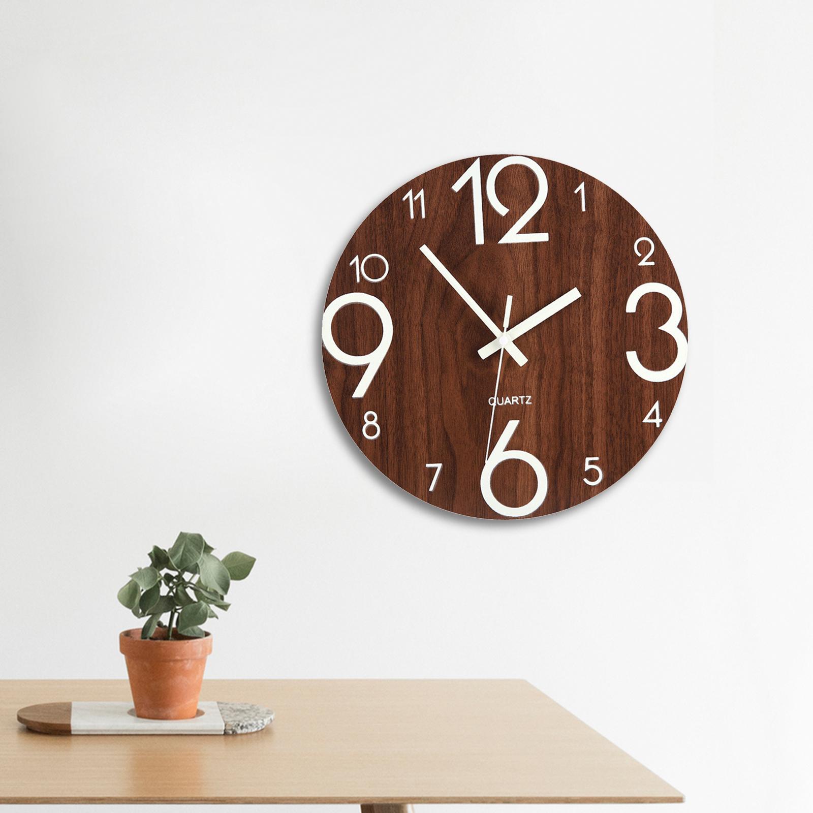 12'' Luminous Wall Clock Silent Quartz Bedroom Night Clock Large Numerals 2