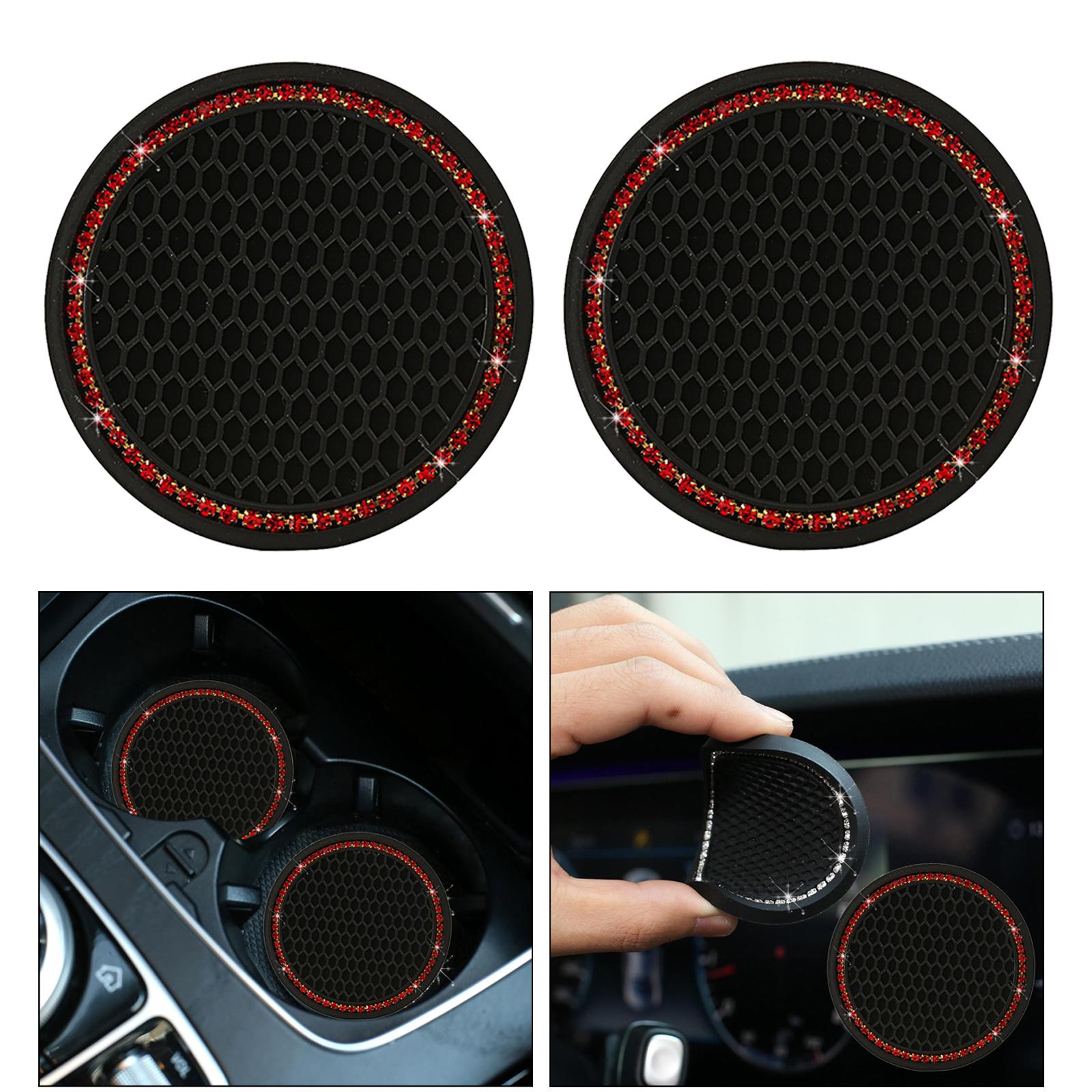 2x Universal Vehicle Bling Cup Holder Insert Coaster Car Interior Red