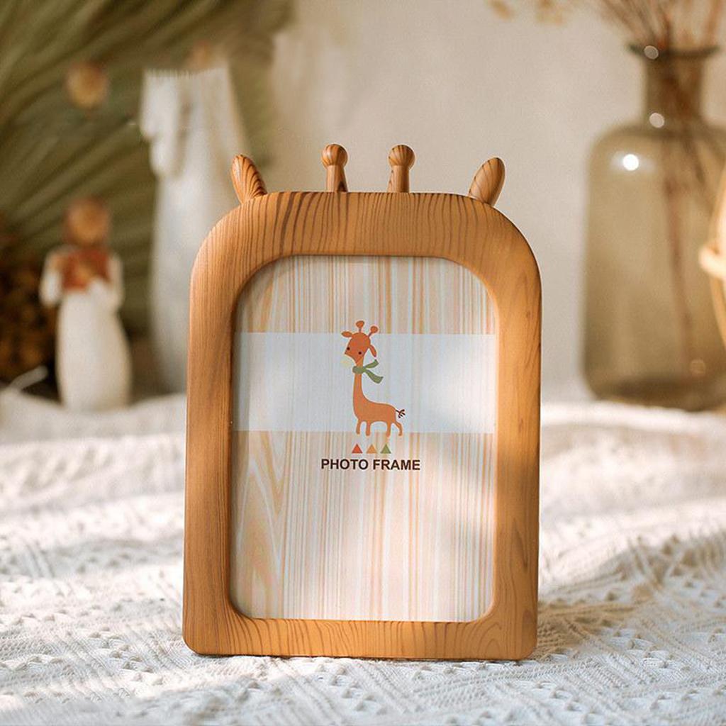 Wooden Vintage Pictures Frames Photo Frame for Tabletop Display Gift Decor Brown Giraffe