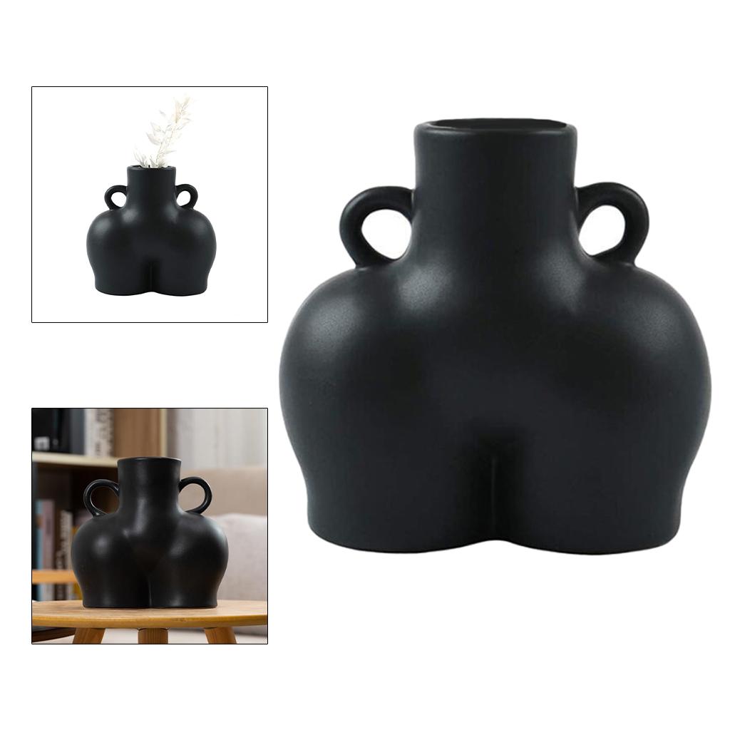 Creativity Human Vase Ceramic Butt Plant Pot Planter Black 14x13x4cm