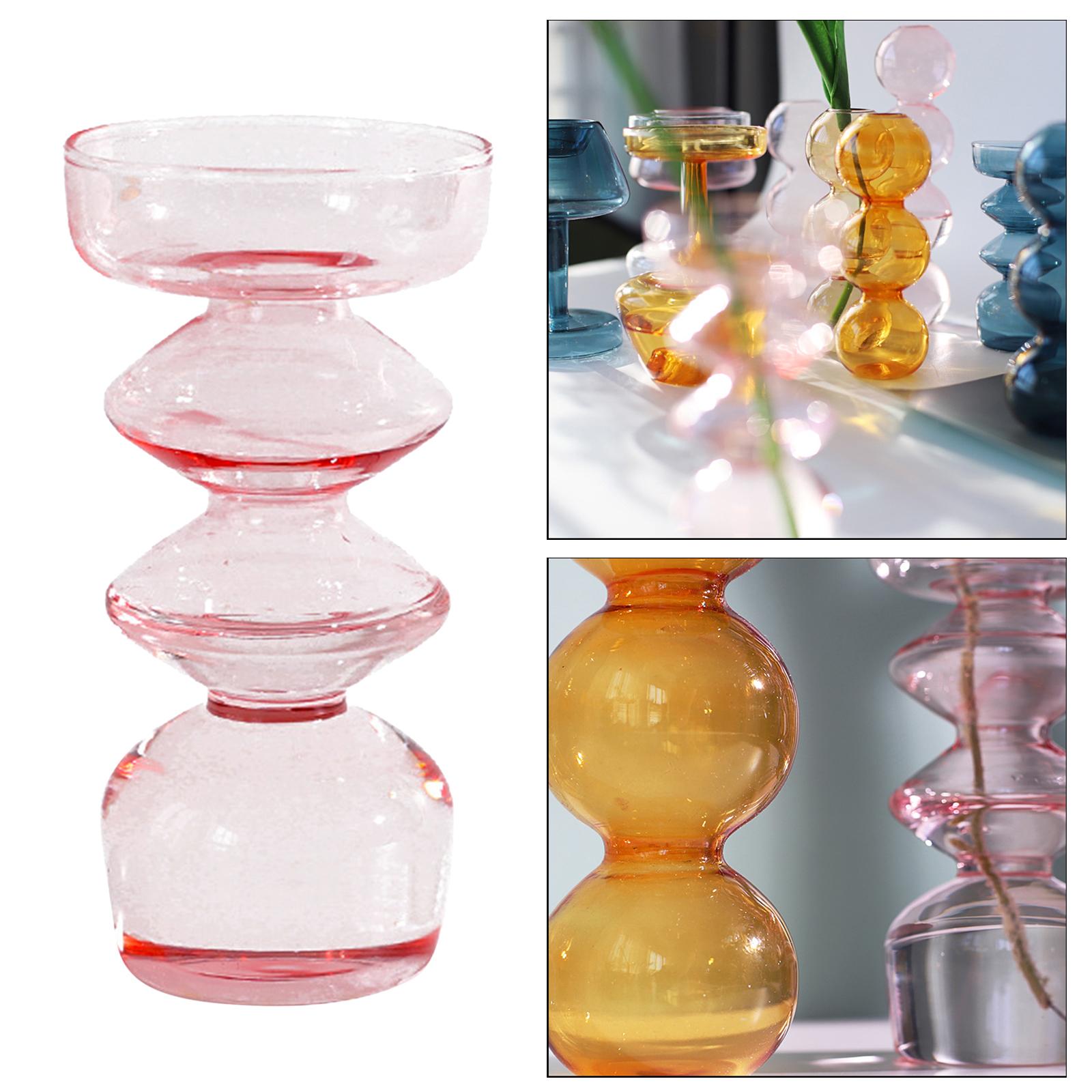 Modern Glass Flower Vase Table Hydroponics Terrarium Plant Holder Container Rhombus Pink