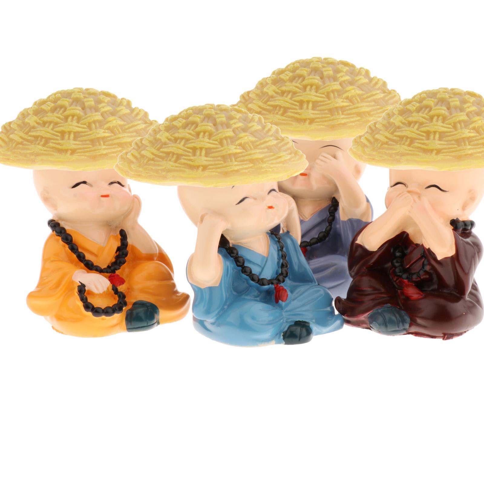 4pcs Buddha Monks Statues Traditional Chinese Monks Figures  Style 2