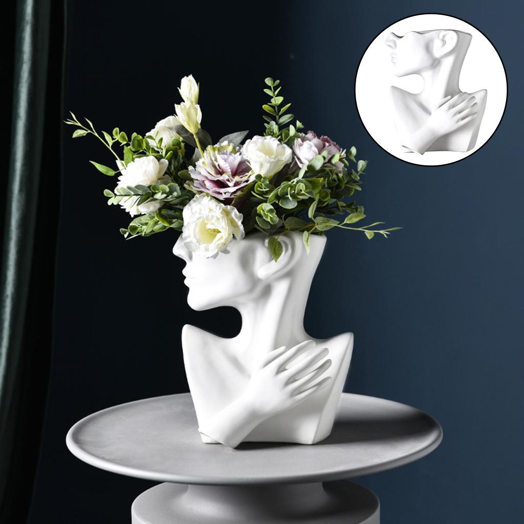 Flower Vase Portrait Sculpture Pot Tabletop Human Face Planting Pot Garden