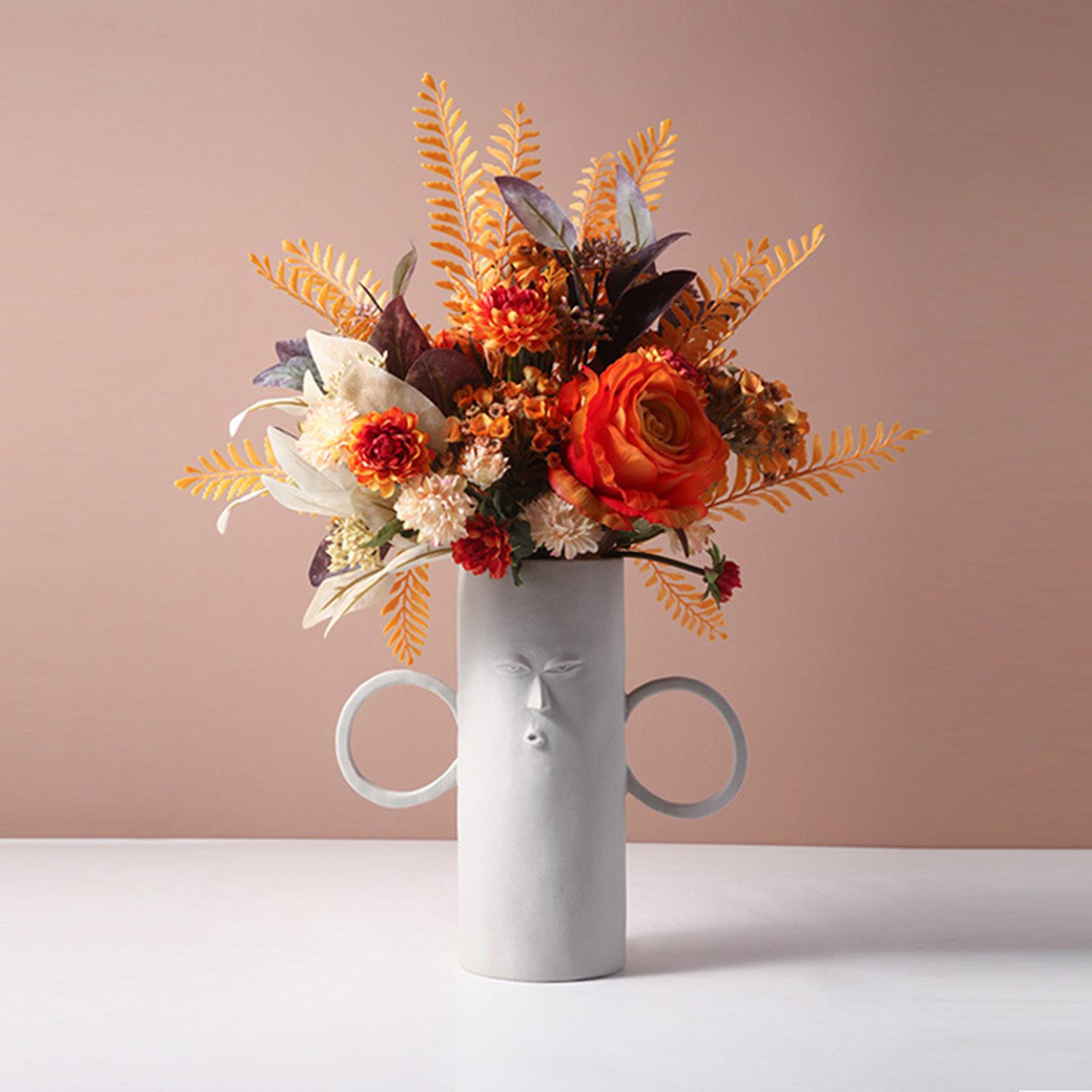 Minimalism Human Face Ceramic Dry Flower Vase Photo Props Sculpture Home F