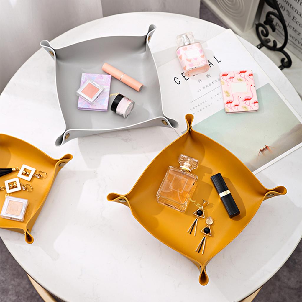 Vanity Storage Tray Holder Jewelry Perfume Organizer Office Decor Yellow L