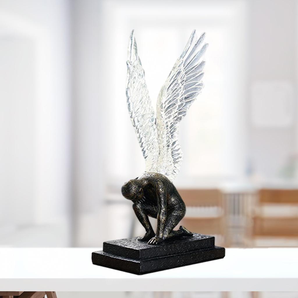 Retro Angel Wing Figures Vivid Statue Office Decor Accessory Ornament Gift clear