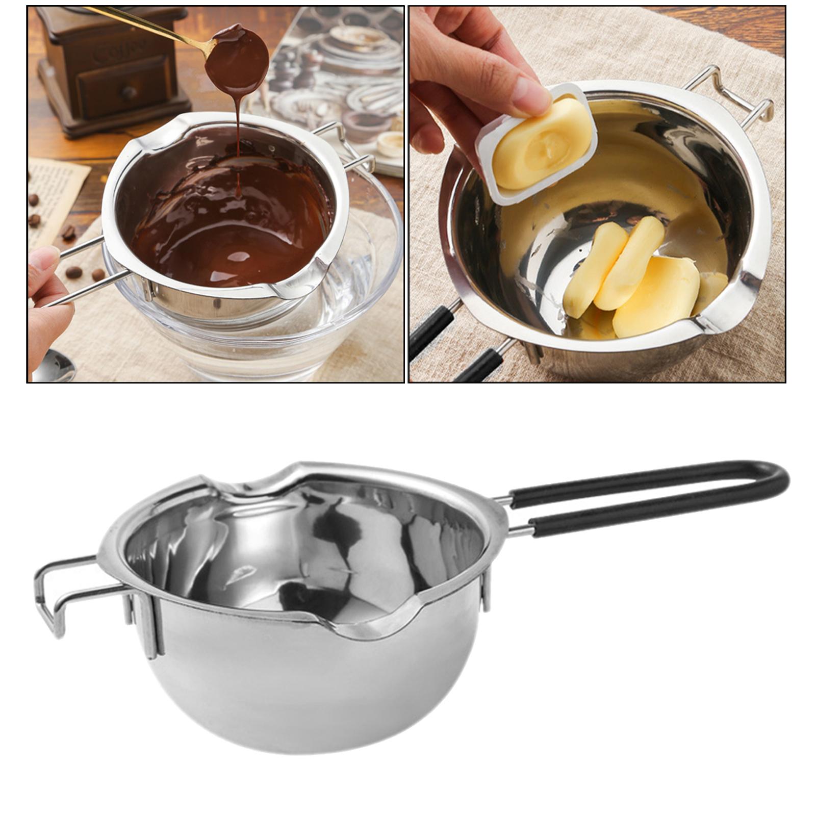 Stainless Steel Chocolate Melting Pot Candle Wax Melting Pot Black Handle