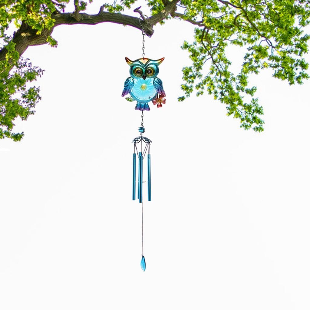Owl Wind Chime Windchime Metal Musical Tube Tune Home Garden Decorations Blue