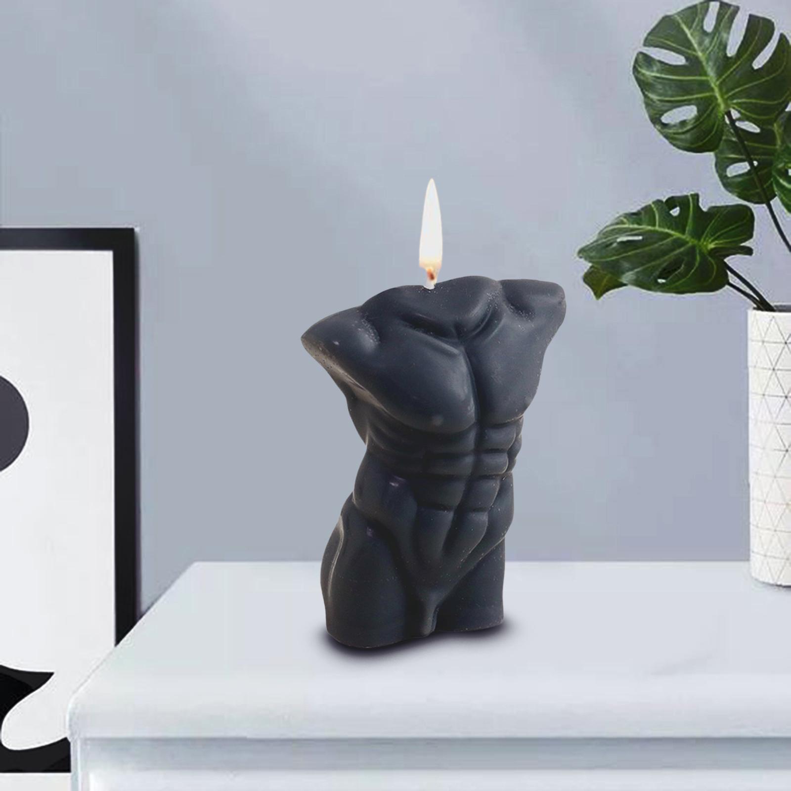 Male's Body Wax Scented Candle Human Body Curve Home Decor Dark Grey