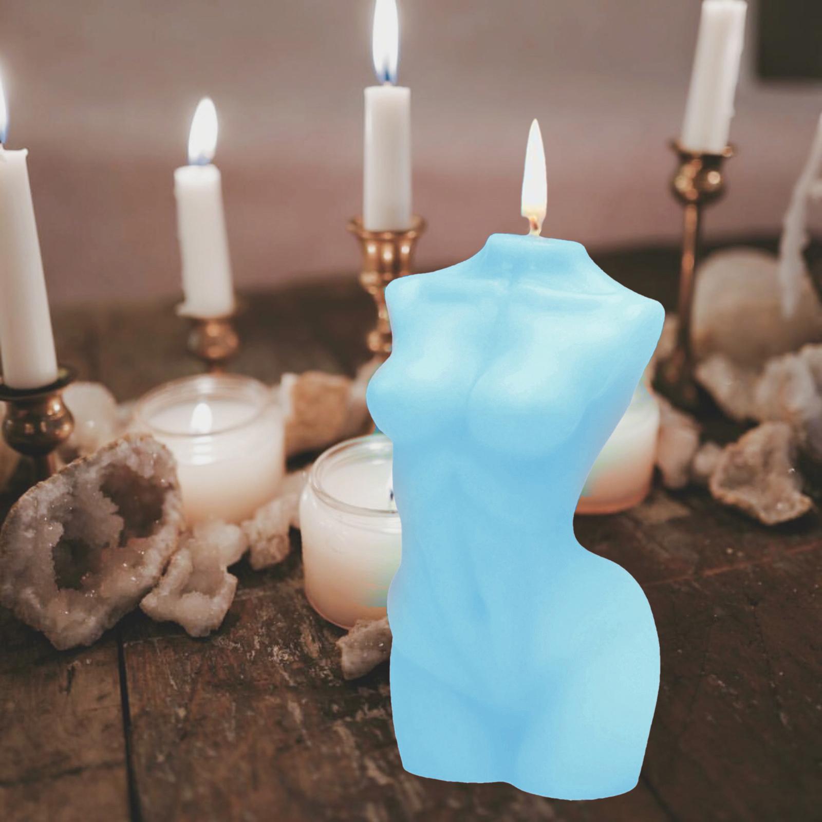 Soy Candle Beautiful Aromatherapy Art Body Shape for Bedroom Living Room Blue