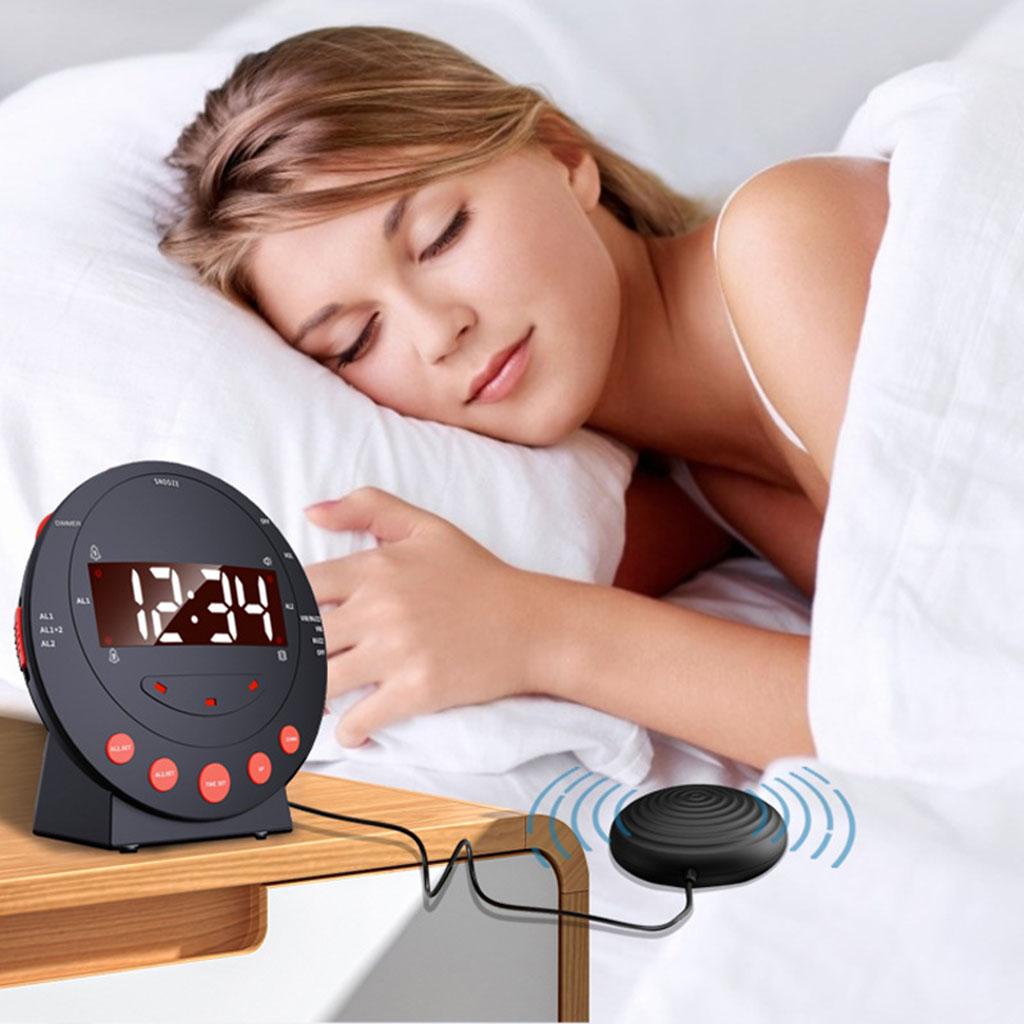 Alarm Clock with Bed Shaker with Flashing Light Battery Backup Loud for Home