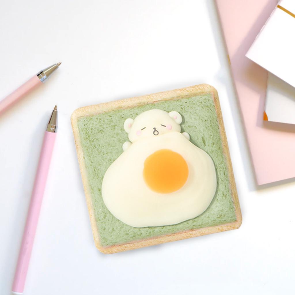 Mini Thin Notebook Cute Soft Bear Omelette Bread Slices Kids Stationery Green