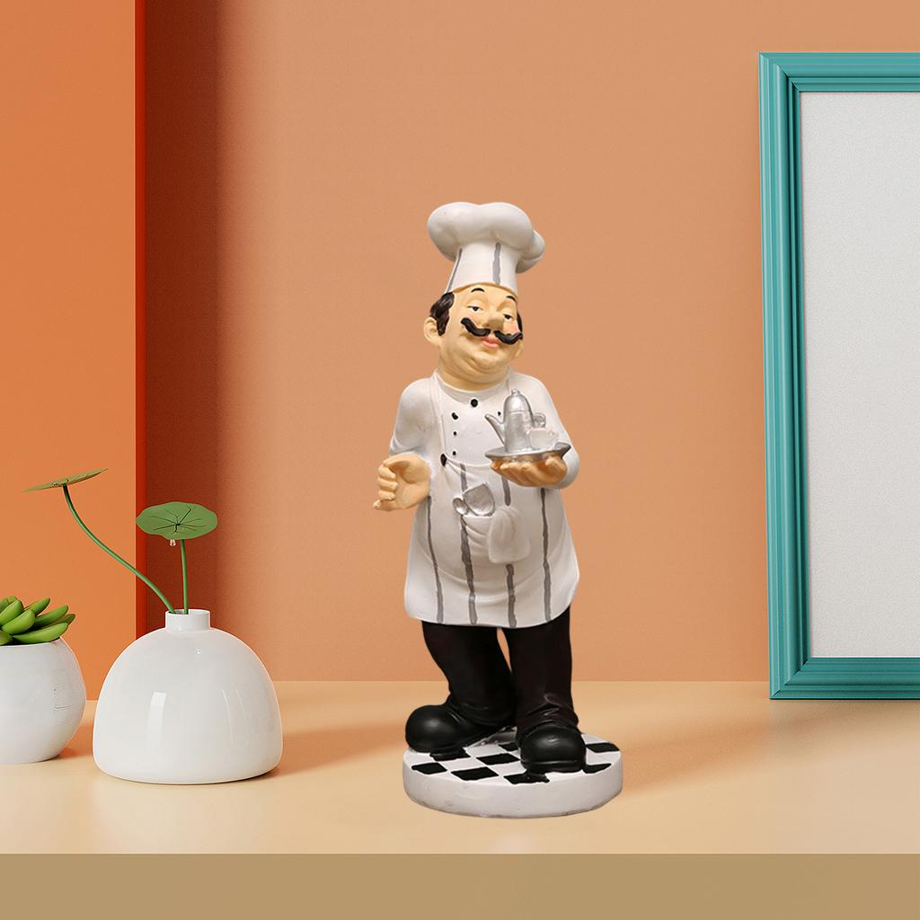 1x Resin Chef Figurine Statue Ornaments Bar Restaurant Kitchen Cafe Decor Teapot 12x12x32cm