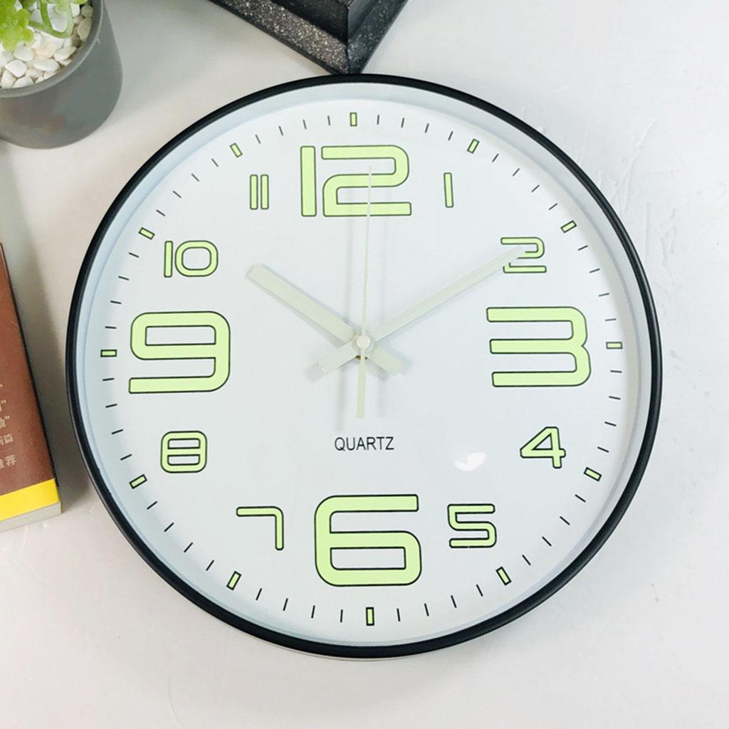 12in Glowing Light Wall Clock Silent for Bathroom Office Large Number