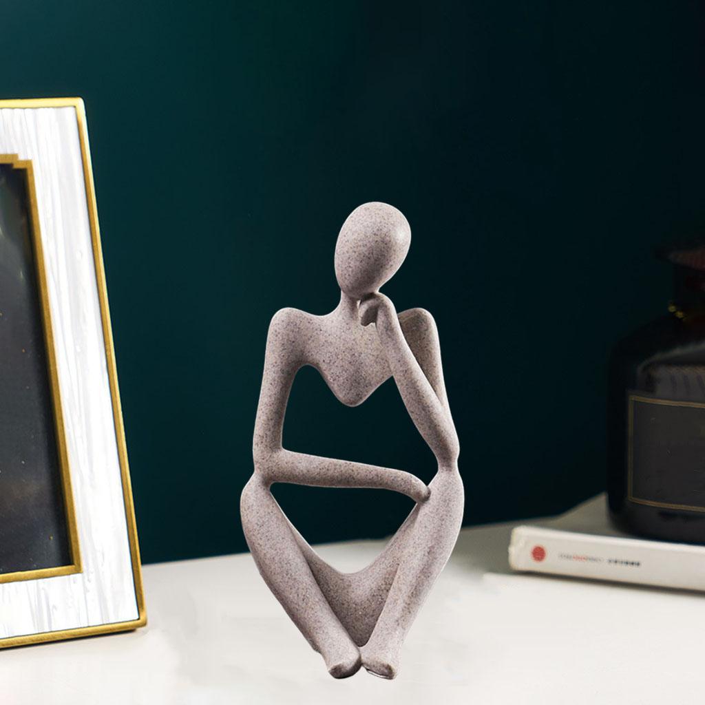 Thinker Sculpture Figurine Home Statue Modern Bookcase Decor Thinking left