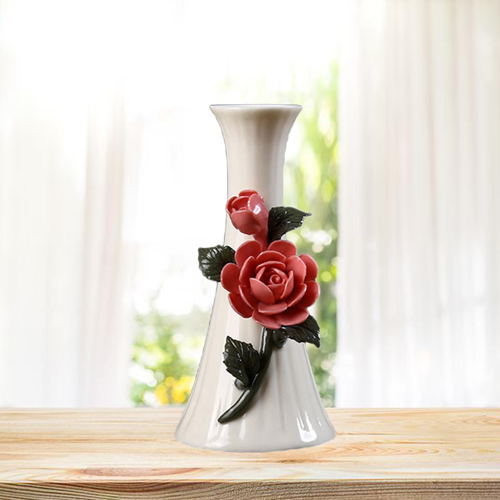 Chinese Style Flower Vase Sculpture Flower Arrangement Floral 3D Rose