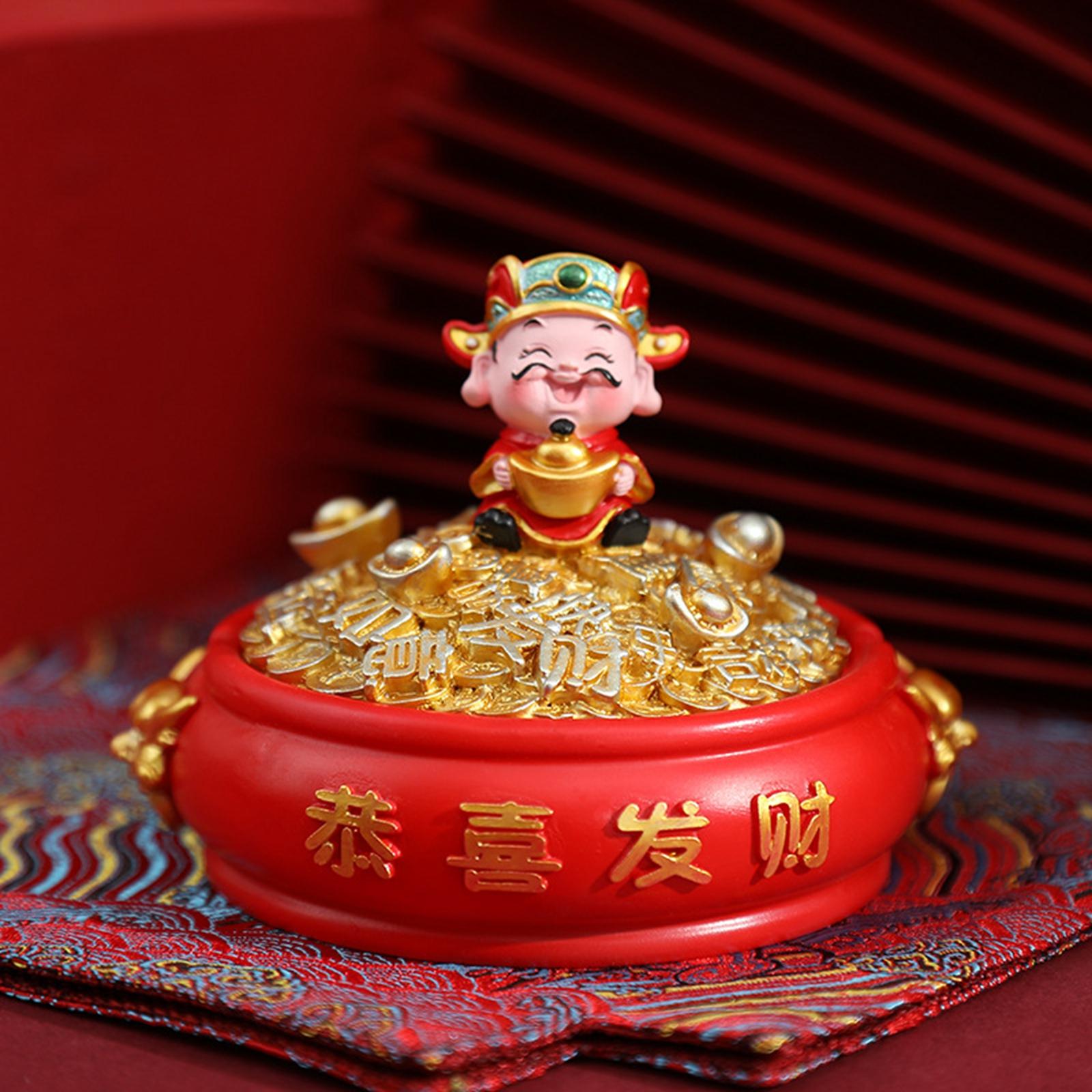 God of Wealth Ashtray Figurine Cigarette Holder Storage 13.5x11.5x10cm