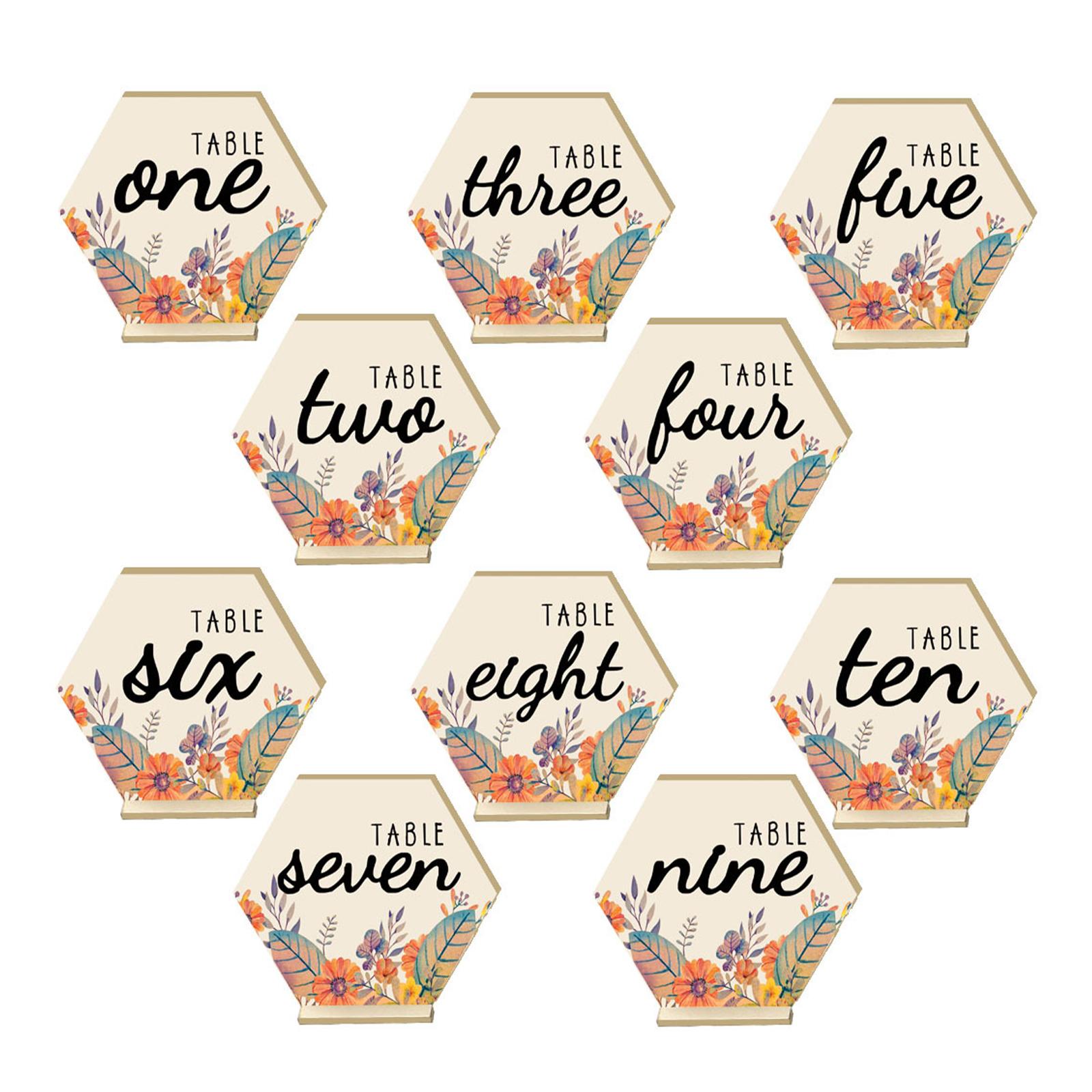 Wood Table Numbers with Stands Hexagonal Geometric for Catering Centerpiece