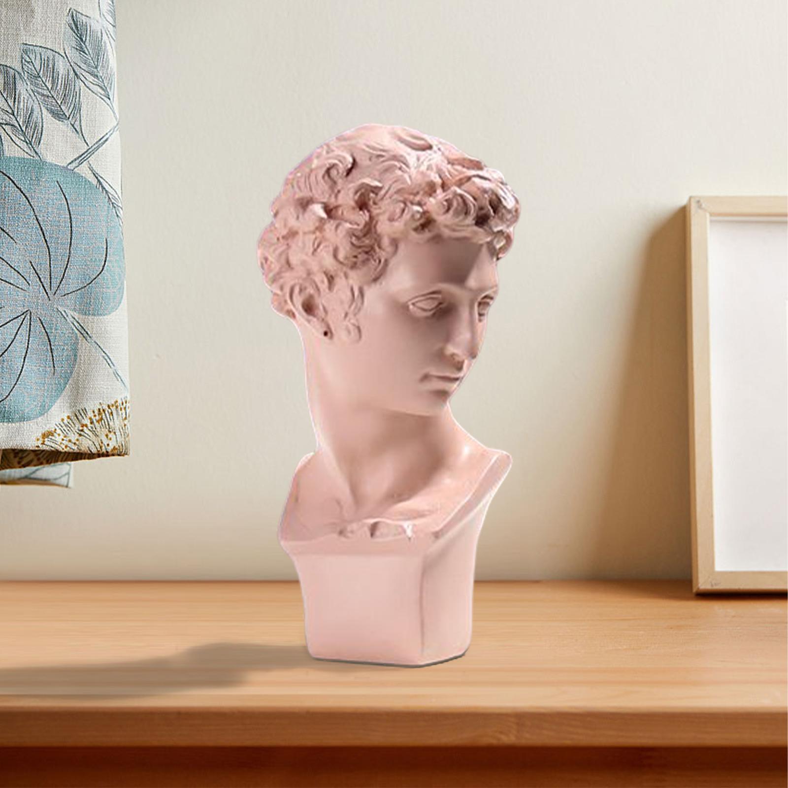Famous David Statue Greek David Bust Sculpture for Home Decor Pink