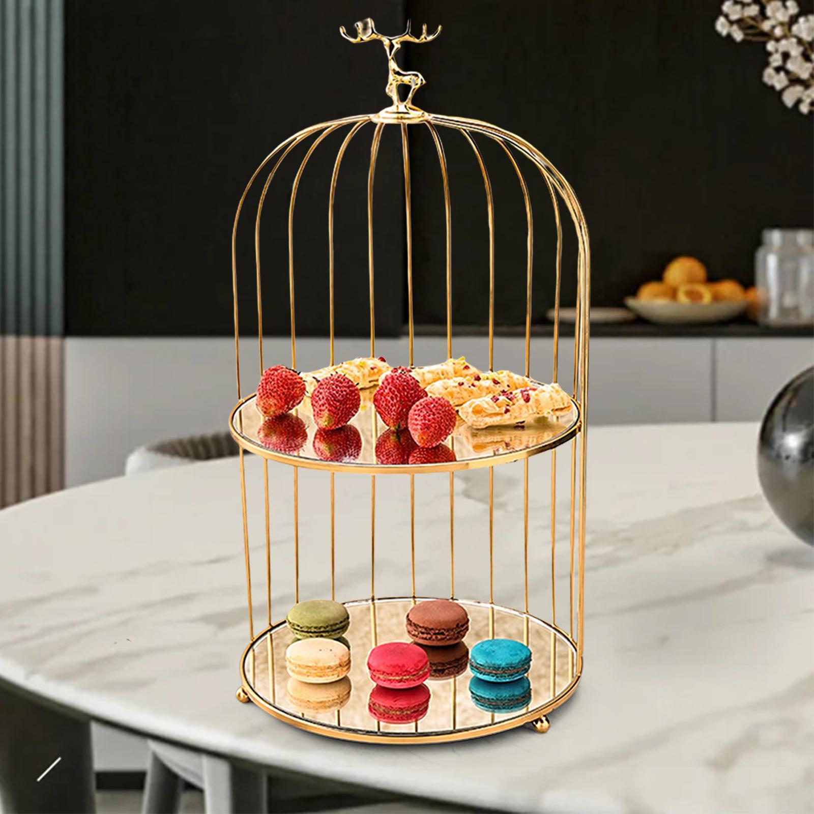 Metal Bird Cage Rack Cosmetic Organizer Countertop Desktop  Double Layers