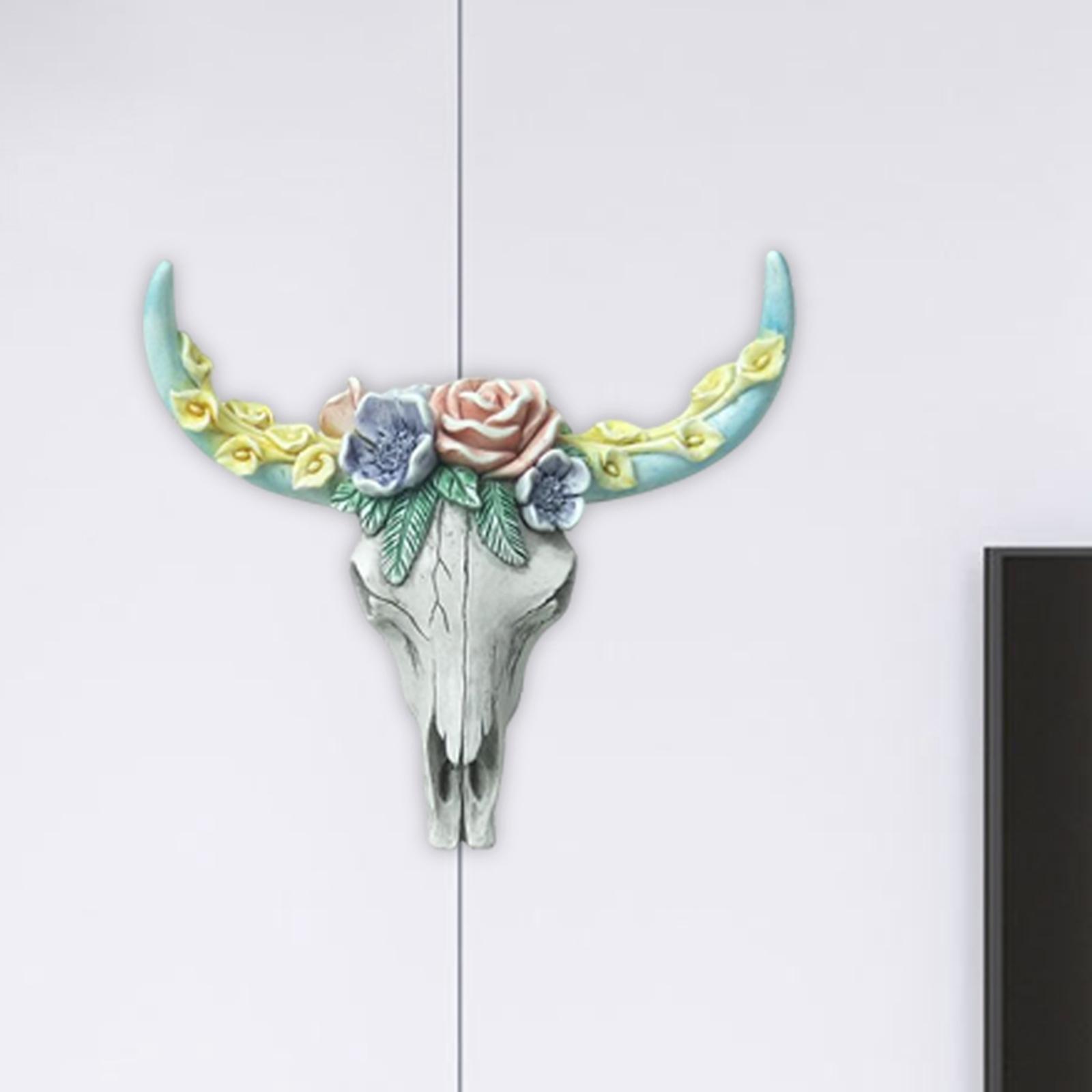 Succulent Flower Rustic Tribal Bull Cow Bison Skull Wall Hanging Decoration
