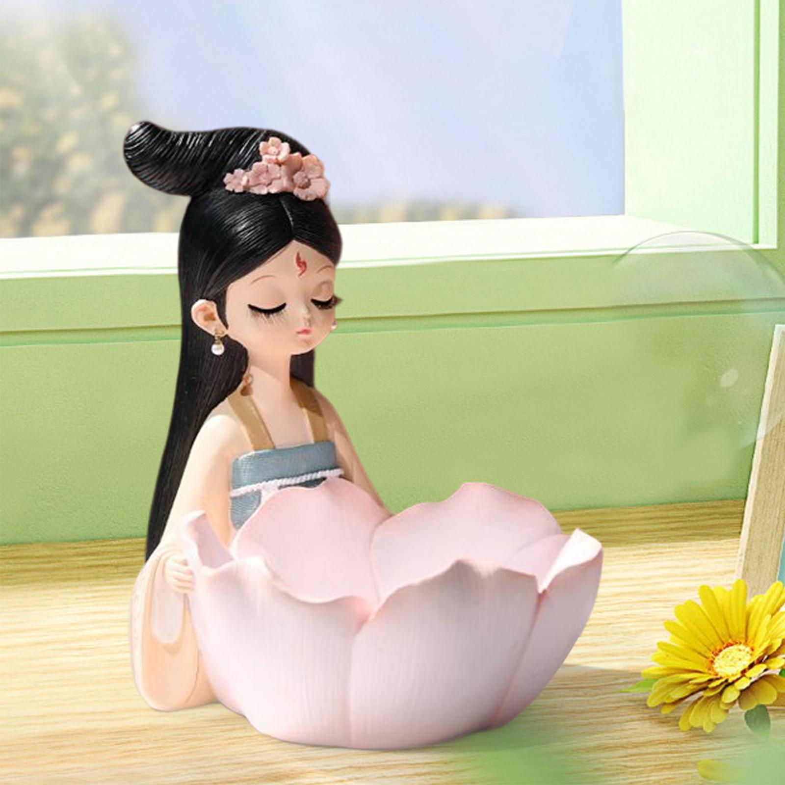 Chinese Palace Girl Figurine Home Living Room Cookie Fruit  S Flowerpot