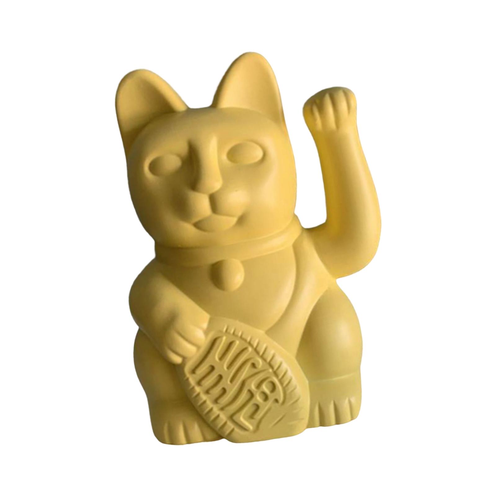 Resin Figurines Sculpture Maneki Neko Good Fortune Lucky Cat Statues Gold