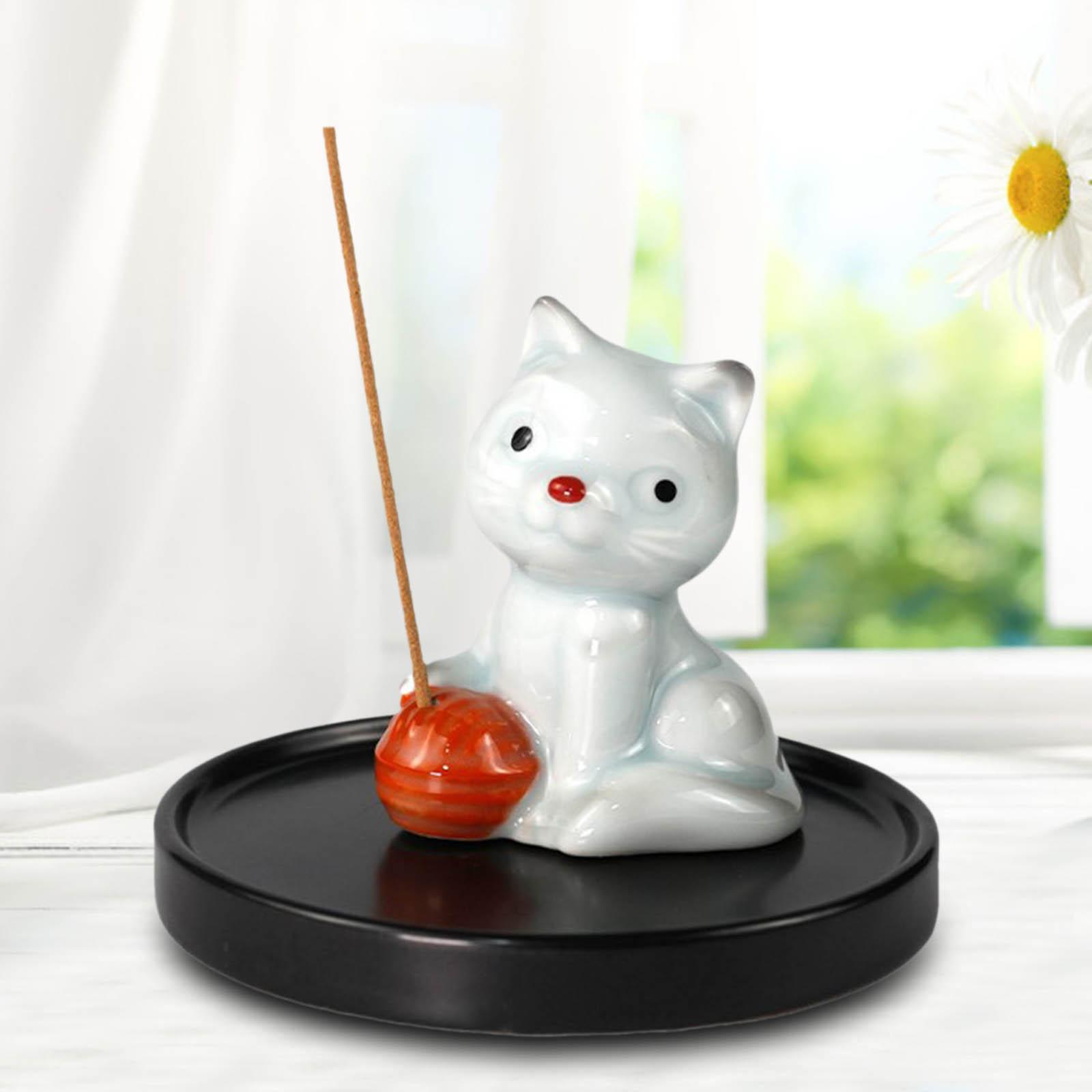 Stick Incense Burner Holder Meditation Yoga Ash Catcher Ball Cat 