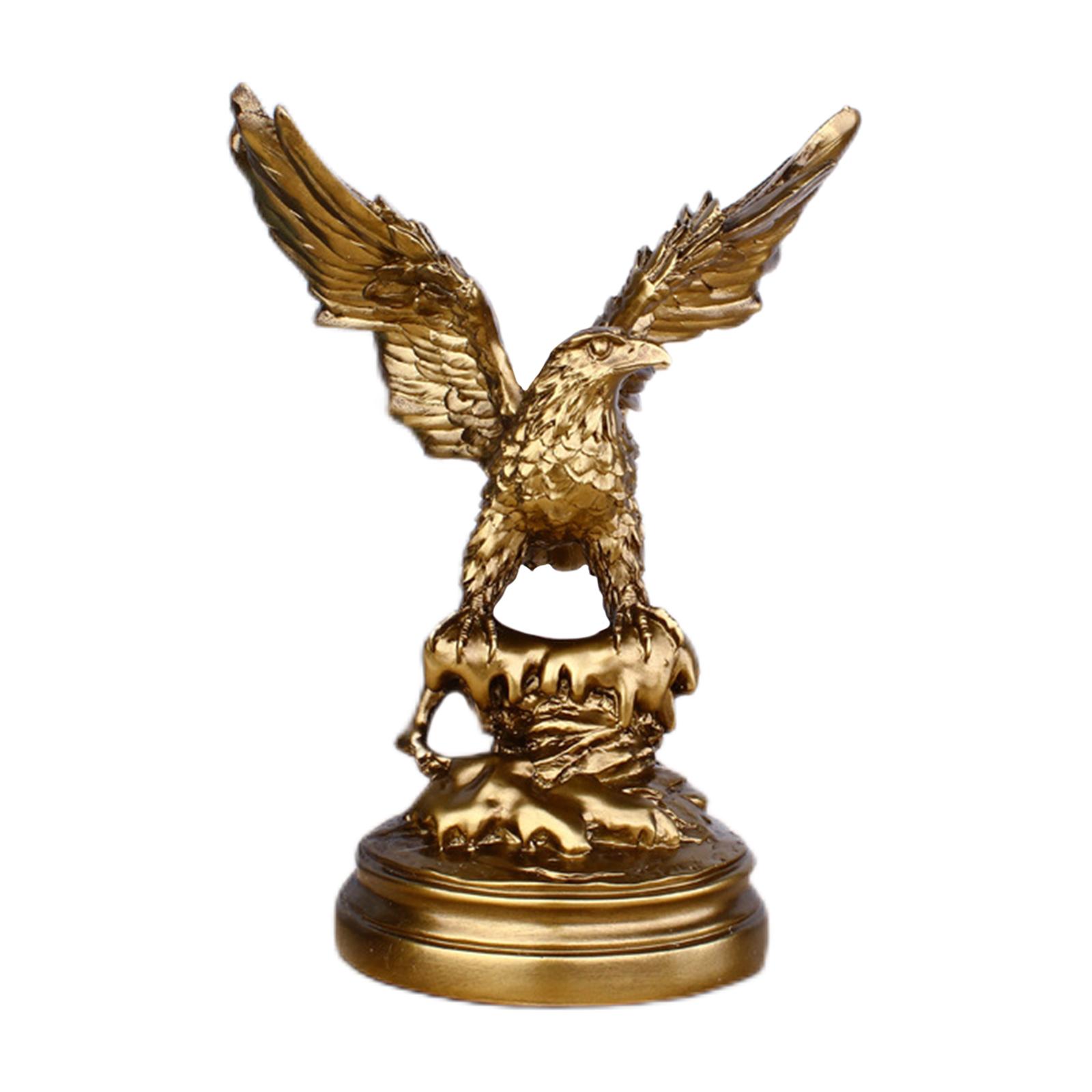 Resin Golden Eagle Statue Collectible Bird Figure Home Office Decor Ornament