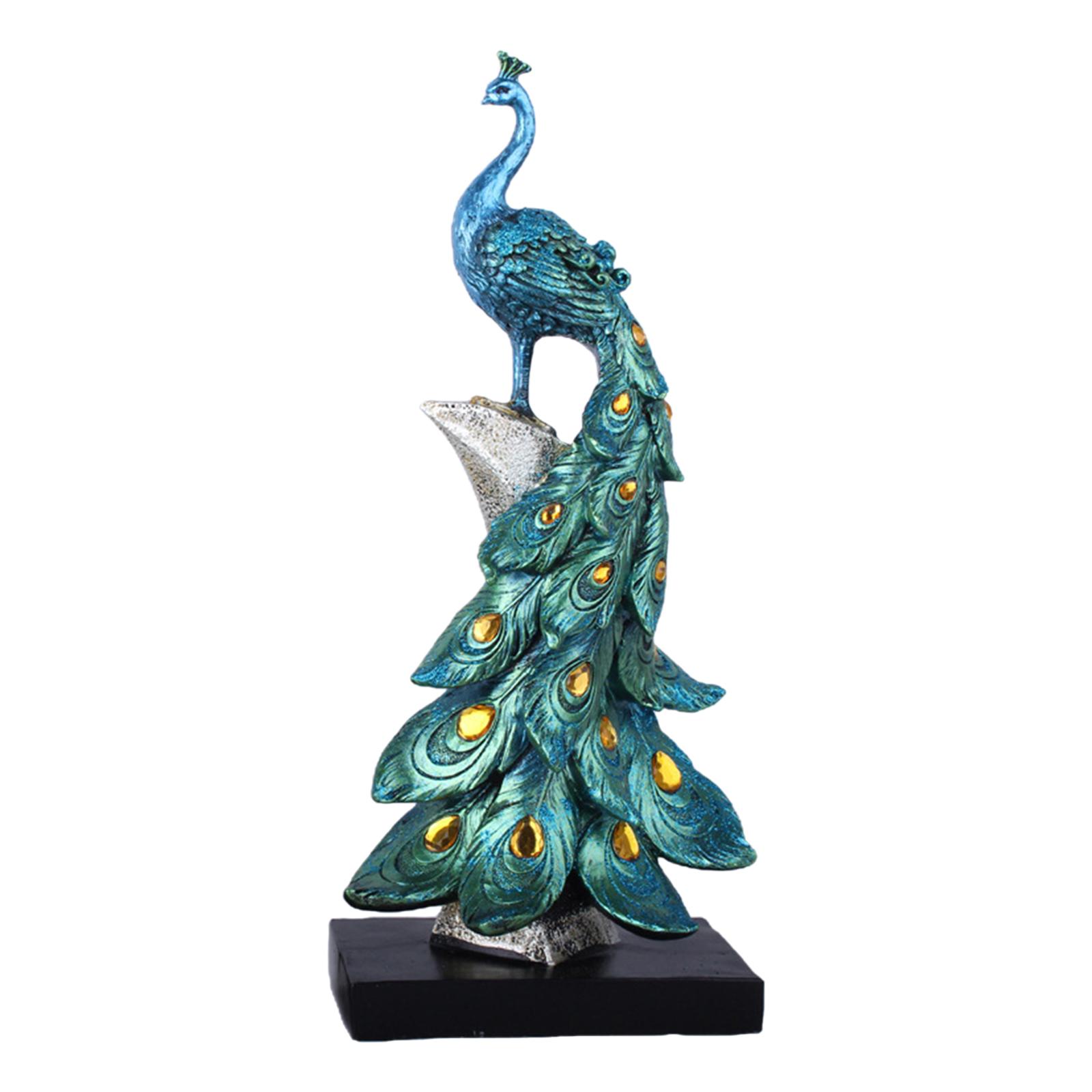 Peacock Statue Ornament Blue L