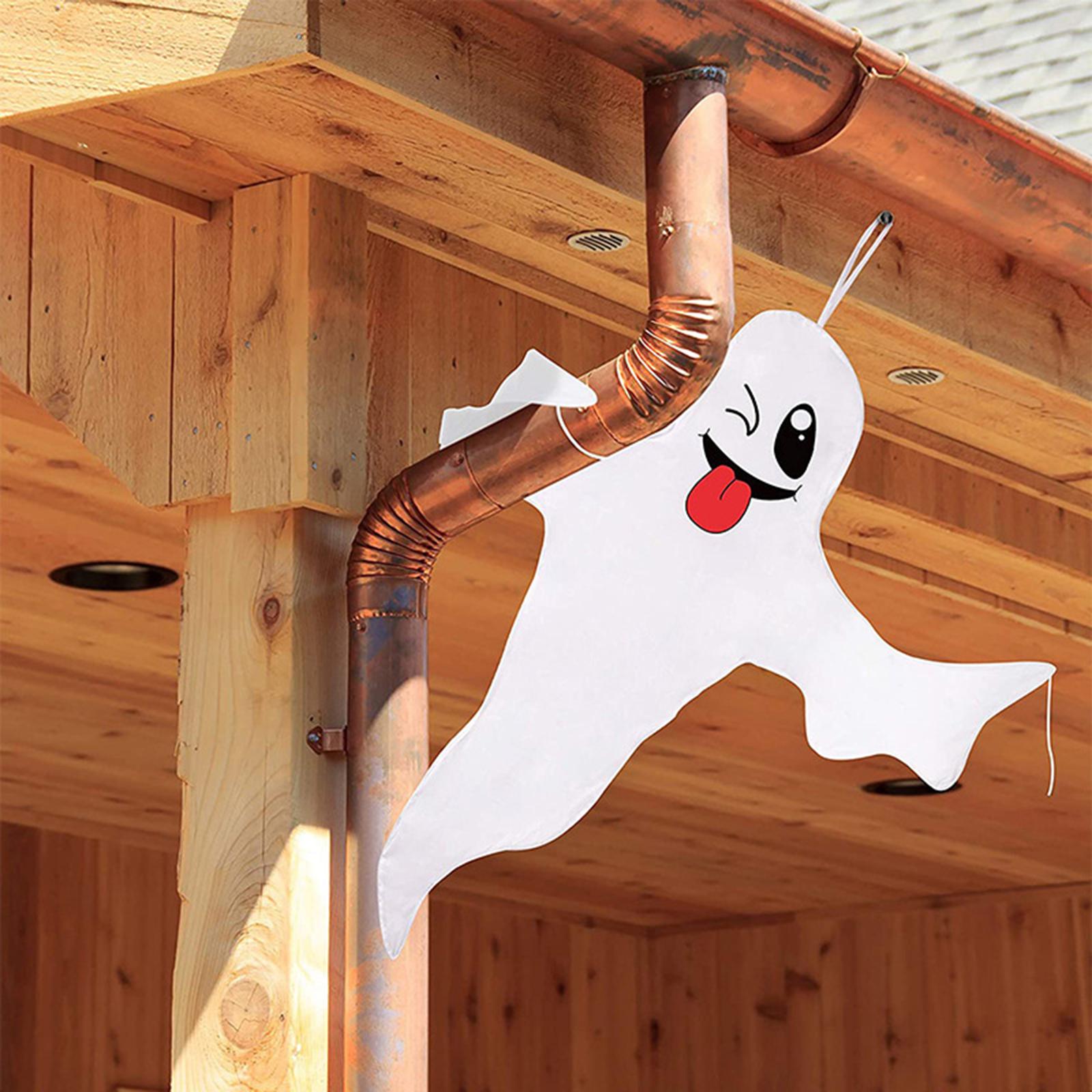 Hanging Flags Decor Pendant Halloween Ghosts Windsocks for Outdoor Pathway
