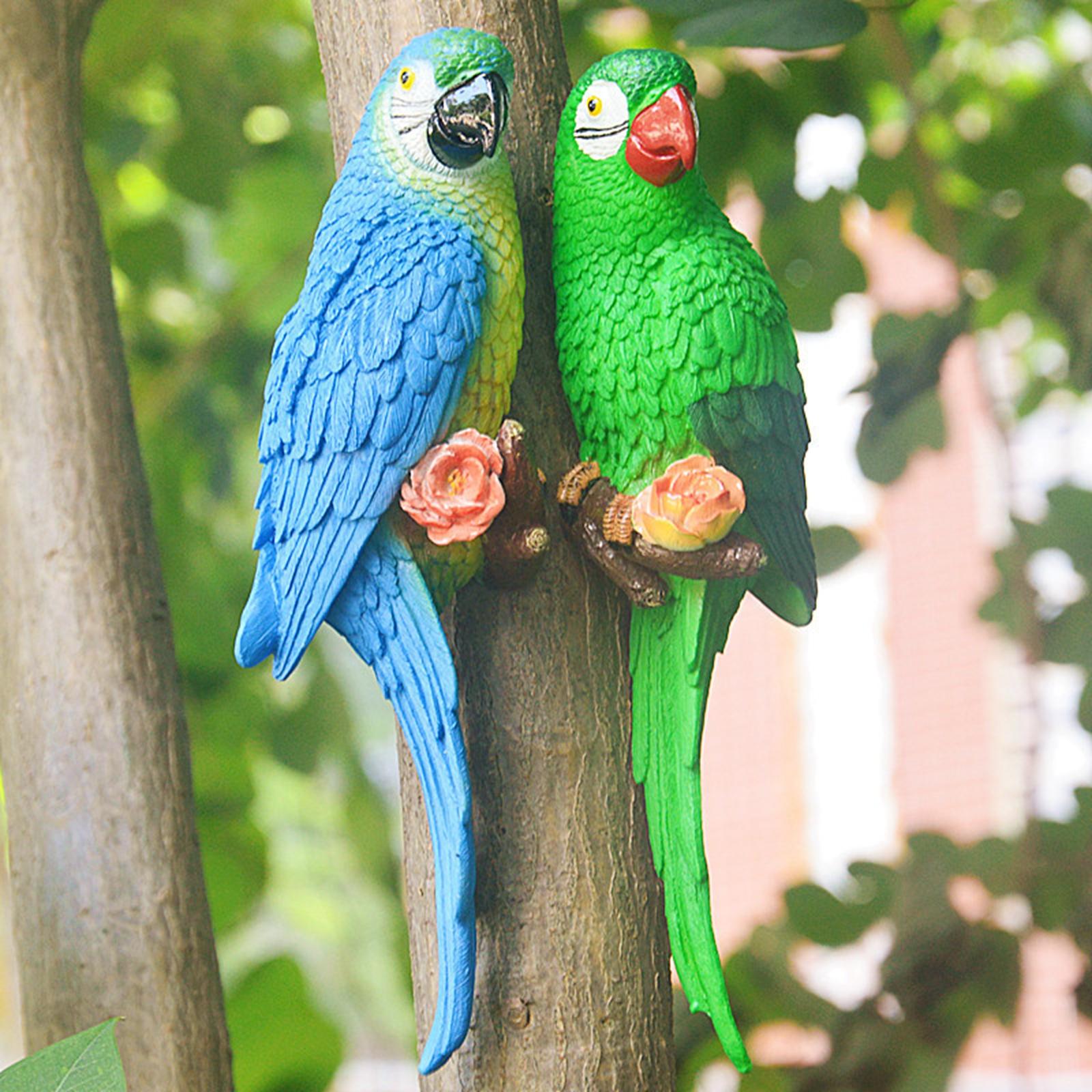 Feather Parrot Macaw Ornaments Animal Model Photo Props for Lawn Yard Blue