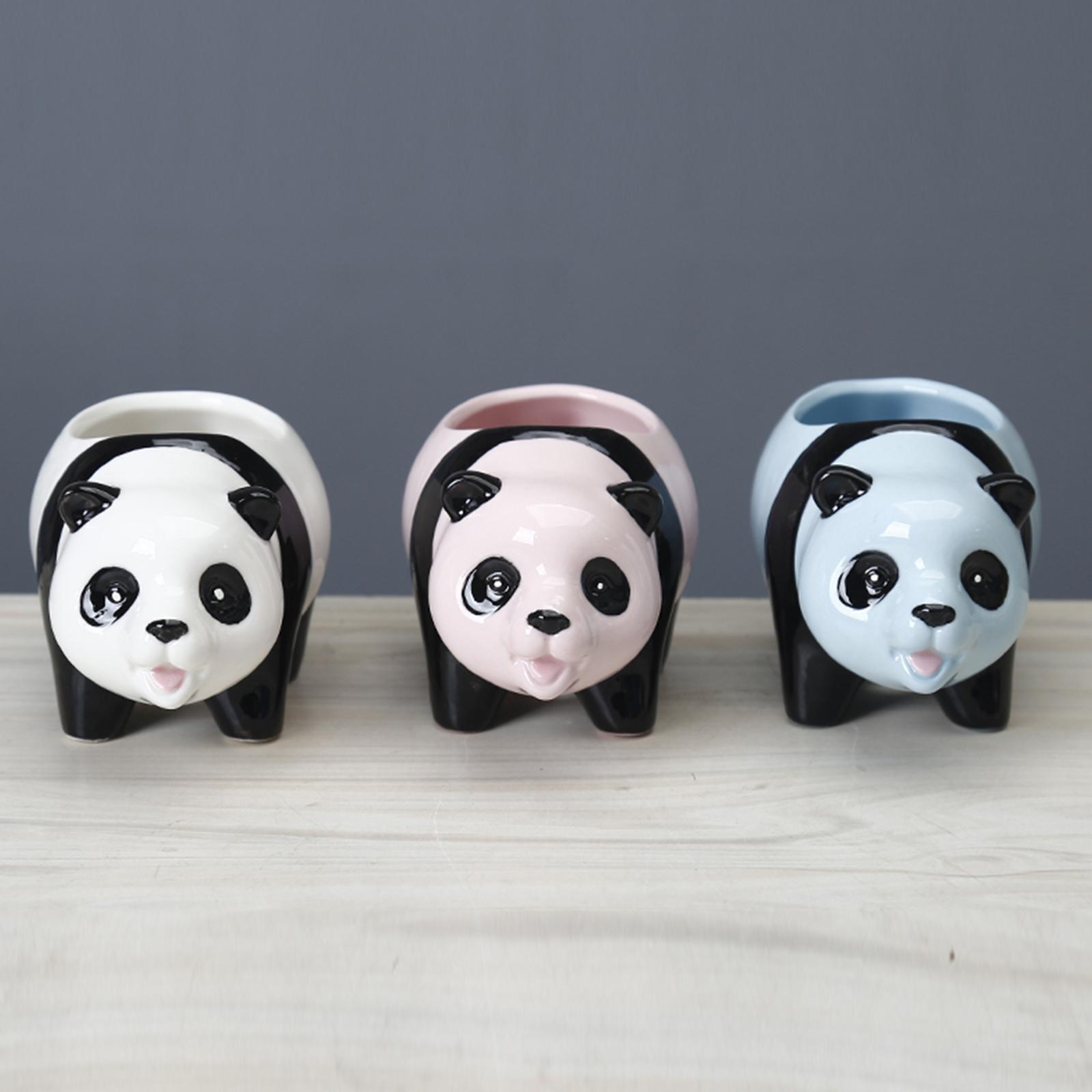 Ceramic Flower Vase Plant Planters Panda Sculpture Flower Planter Pot