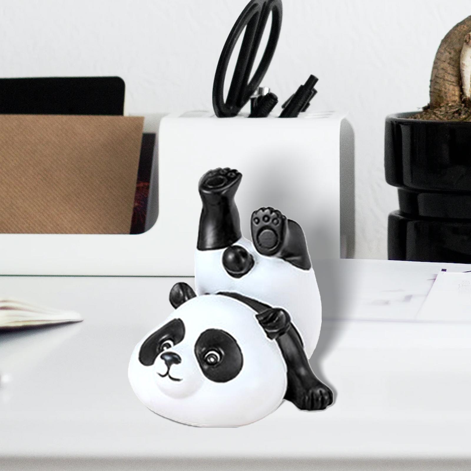 2x Resin Panda Statue Sculpture Ornament   7cmx6.5cmx6cm   8cmx4.5cmx4cm 