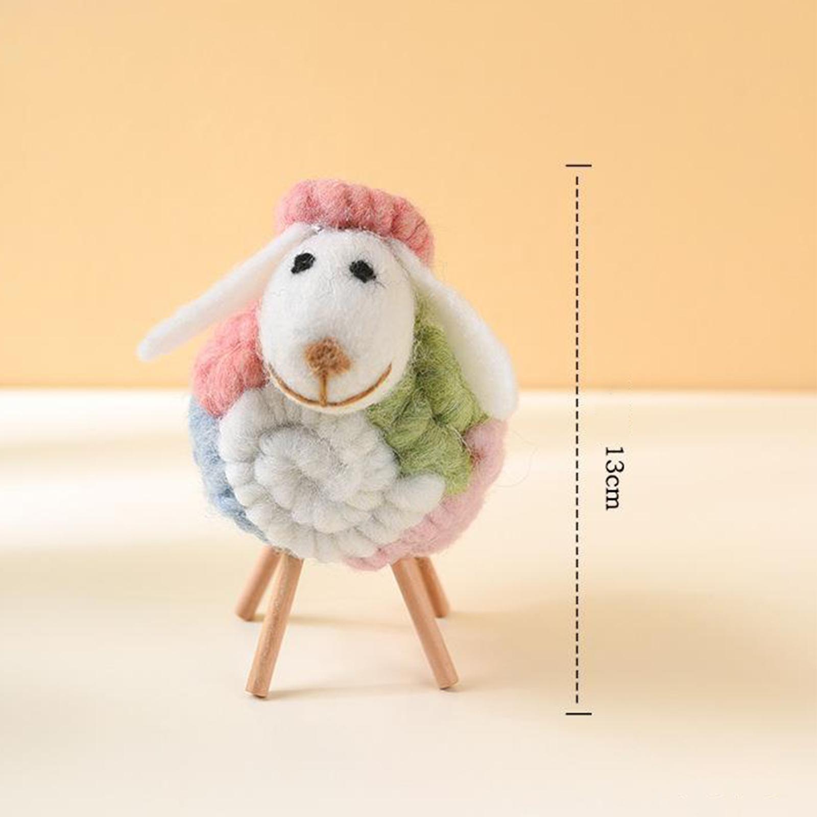 Modern Felt Sheep Figurine Animal Statue Sculpture for Living Room Desktop