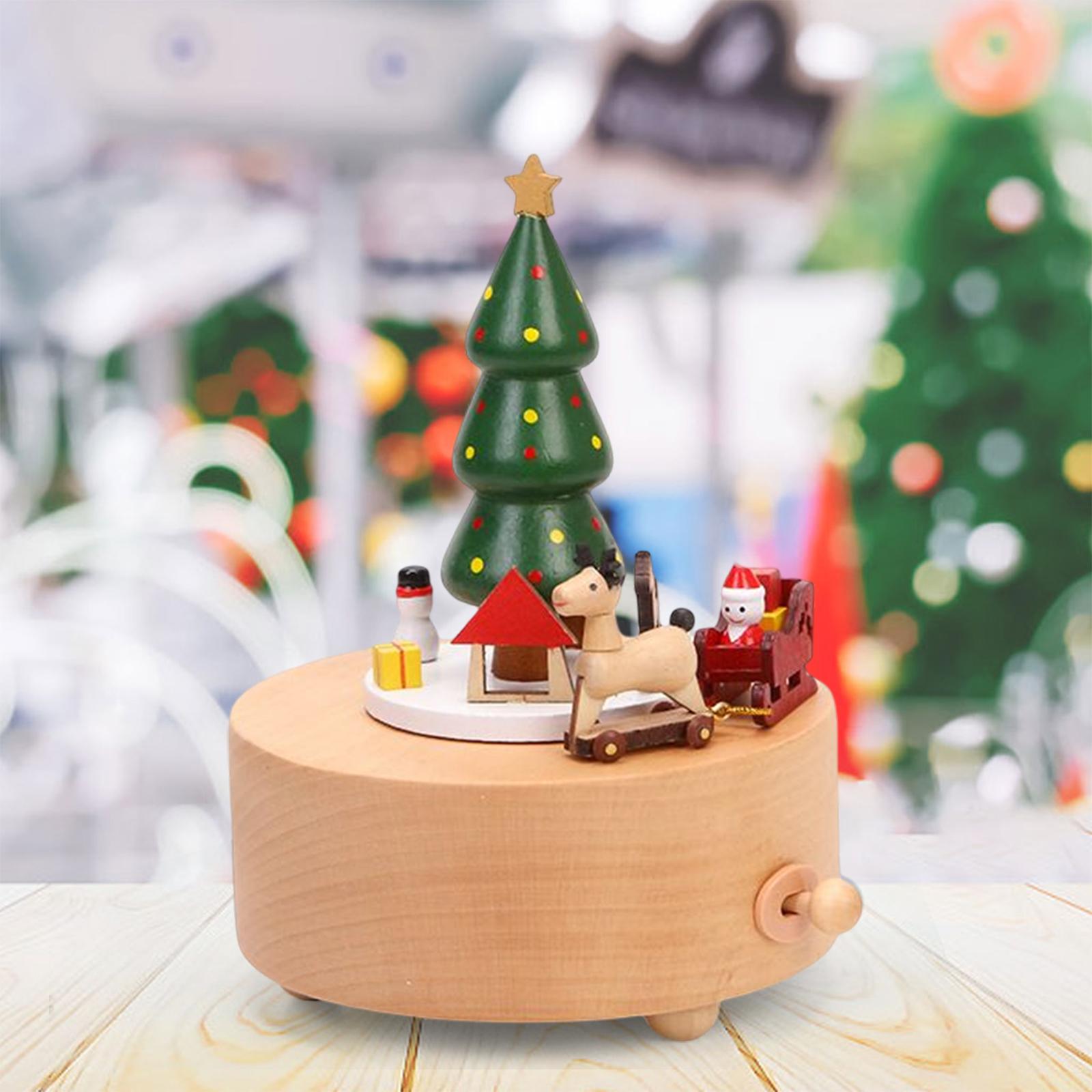 Portable Christmas Music Box Rotatable Carousel for Desktop Party Decor Tree