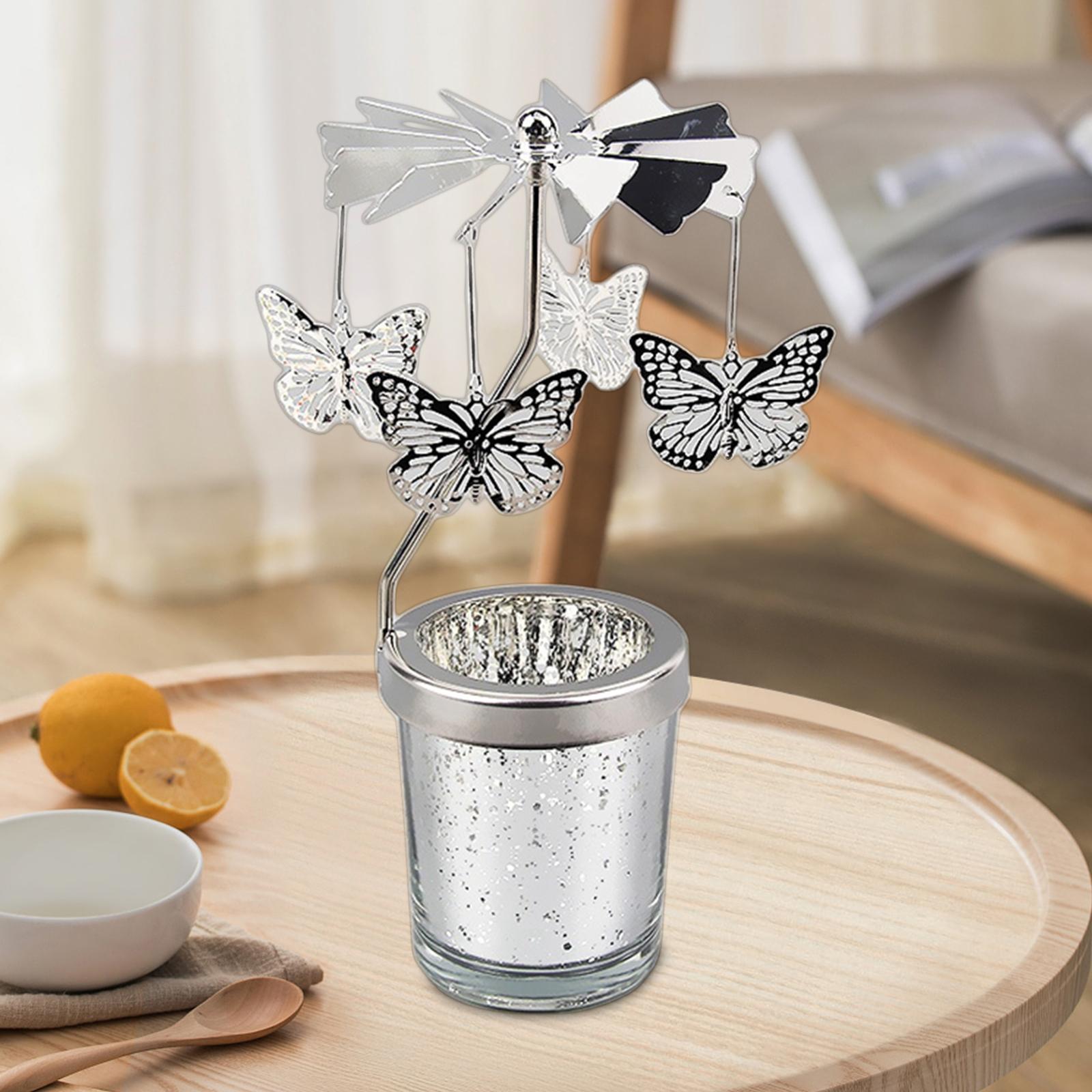 Rotating Candle Holder Centerpieces Tealight Holders Tray Ornament for Party Butterfly