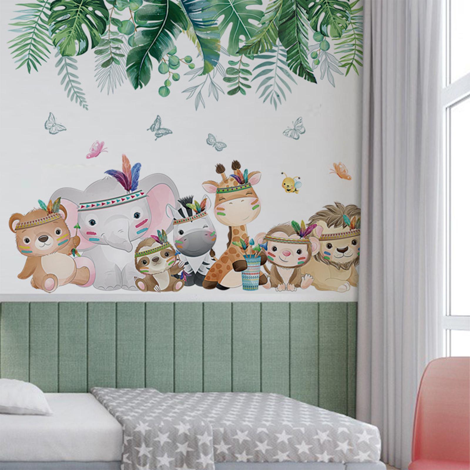 Cartoon Animals Wall Decals Bear Monkey for Living Room Nursery Baby