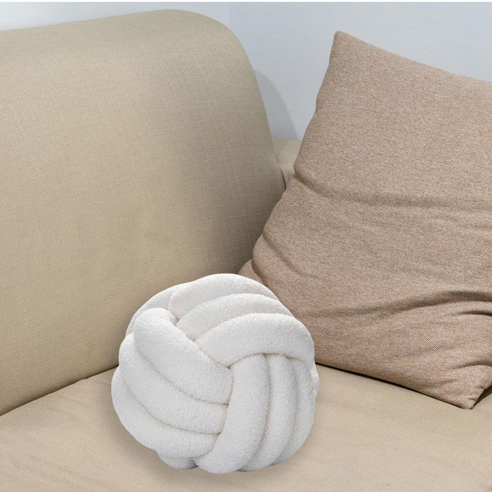 Plush Knot Ball Pillow Diameter 22cm Room Decoration for sofa Couch White