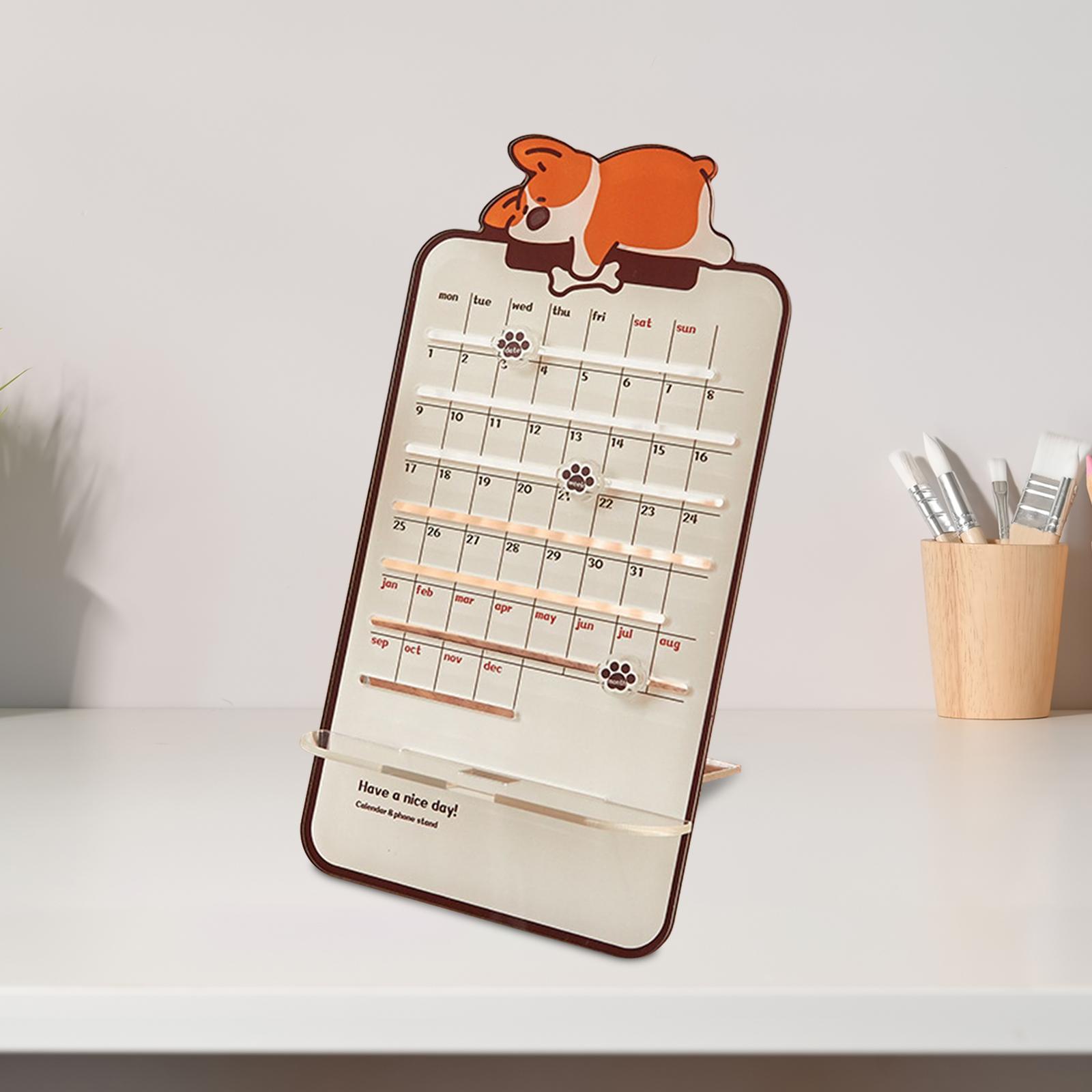 Cute Perpetual Calendar Educational Montessori Reusable Mini Desk Calendar Dog